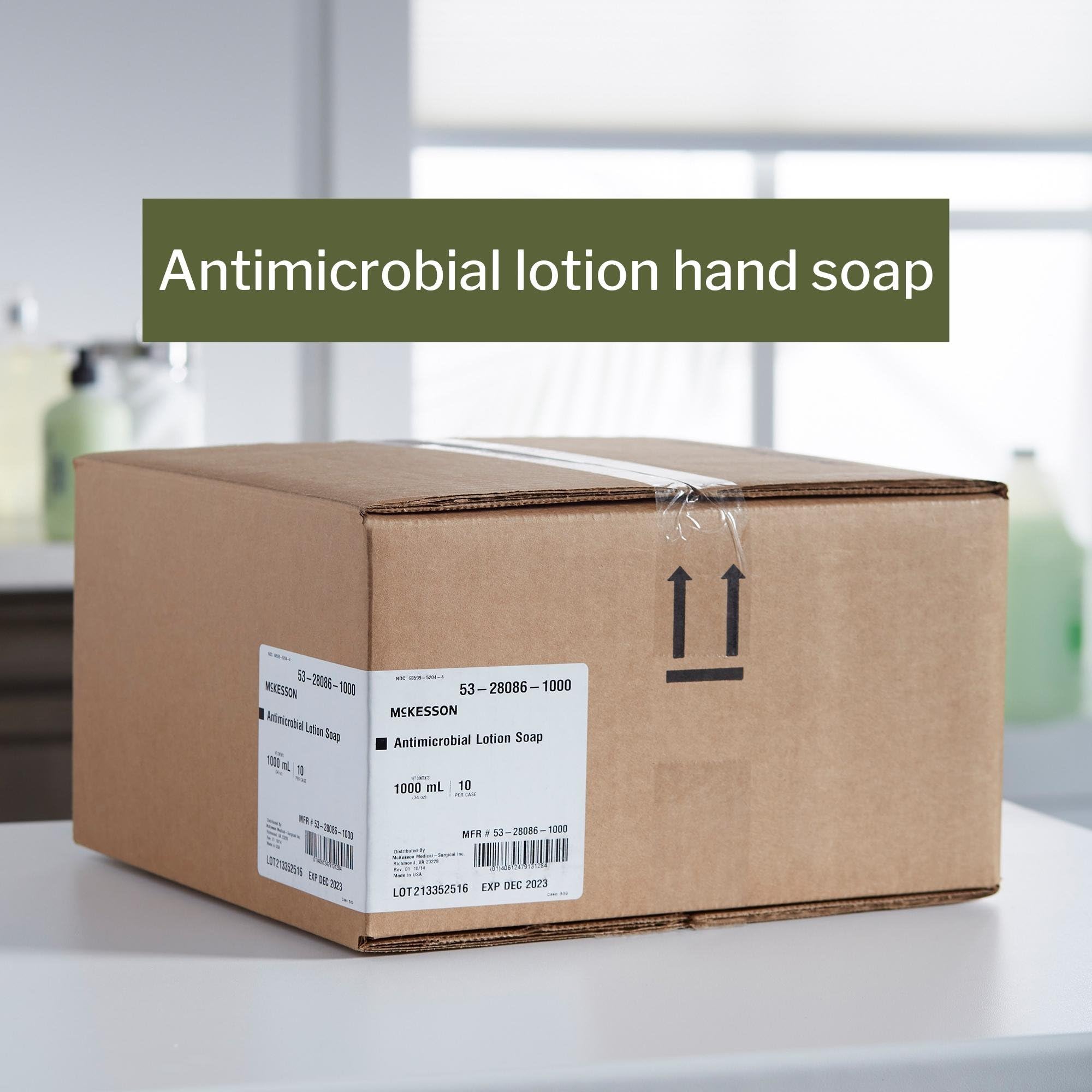 Mckesson Antimicrobial Lotion Hand Soap with Aloe, 1000 mL Refill Bag [Pack of 10 Bags] - Bulk, Herbal Scent, Keeps Hands Clean