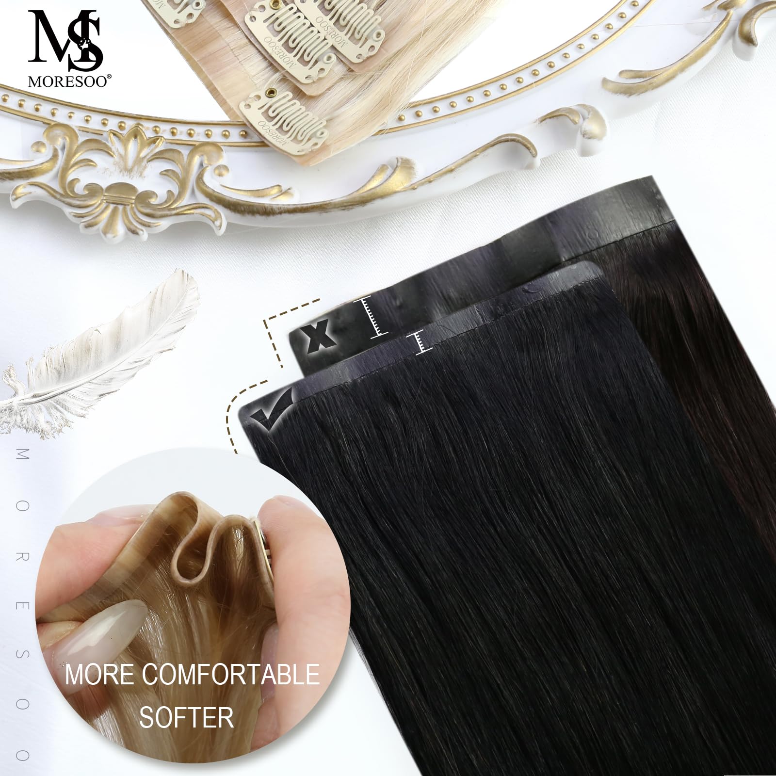 Moresoo Seamless Clip In Hair Extensions Remy Human Hair Dark Brown Highlighted With Light Brown Clip In Human Hair Extensions I