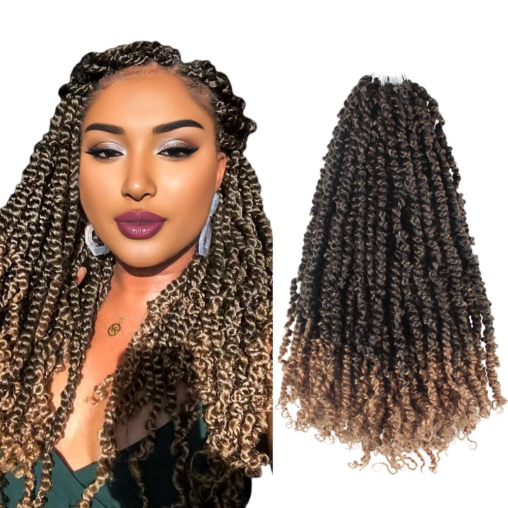 The BOHOBABE Pre-twisted Passion Twist Crochet Hair 18 Inch Long Pre-looped Crochet Passion Twist Braiding Hair 8 Packs Soft Boh