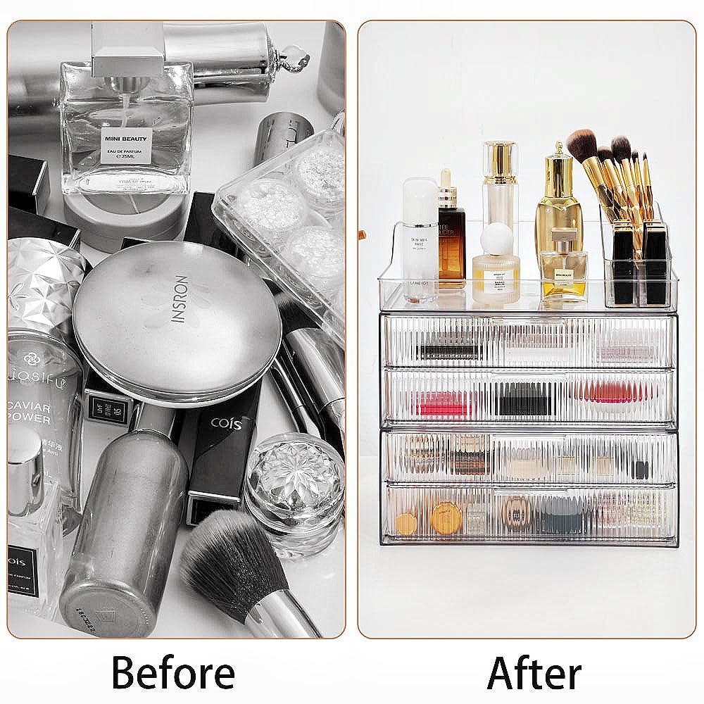 Plinjoy Makeup Organizer Countertop Large Cosmetic Display Cases Cosmetic Organizer Skin Care Organizer
