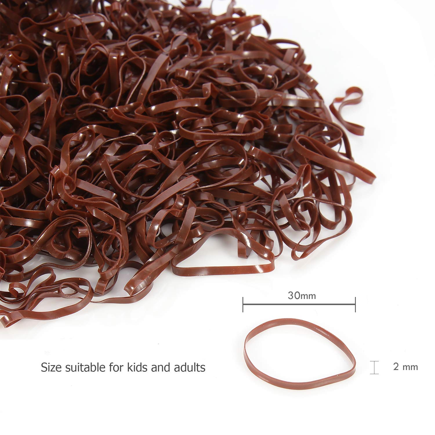 Hoyols Strong Hair Elastic Rubber Bands Ponytail Polyband No Damage Ties for Hair Women Girl Reusable 1000 Piece Pack (Brown) TP