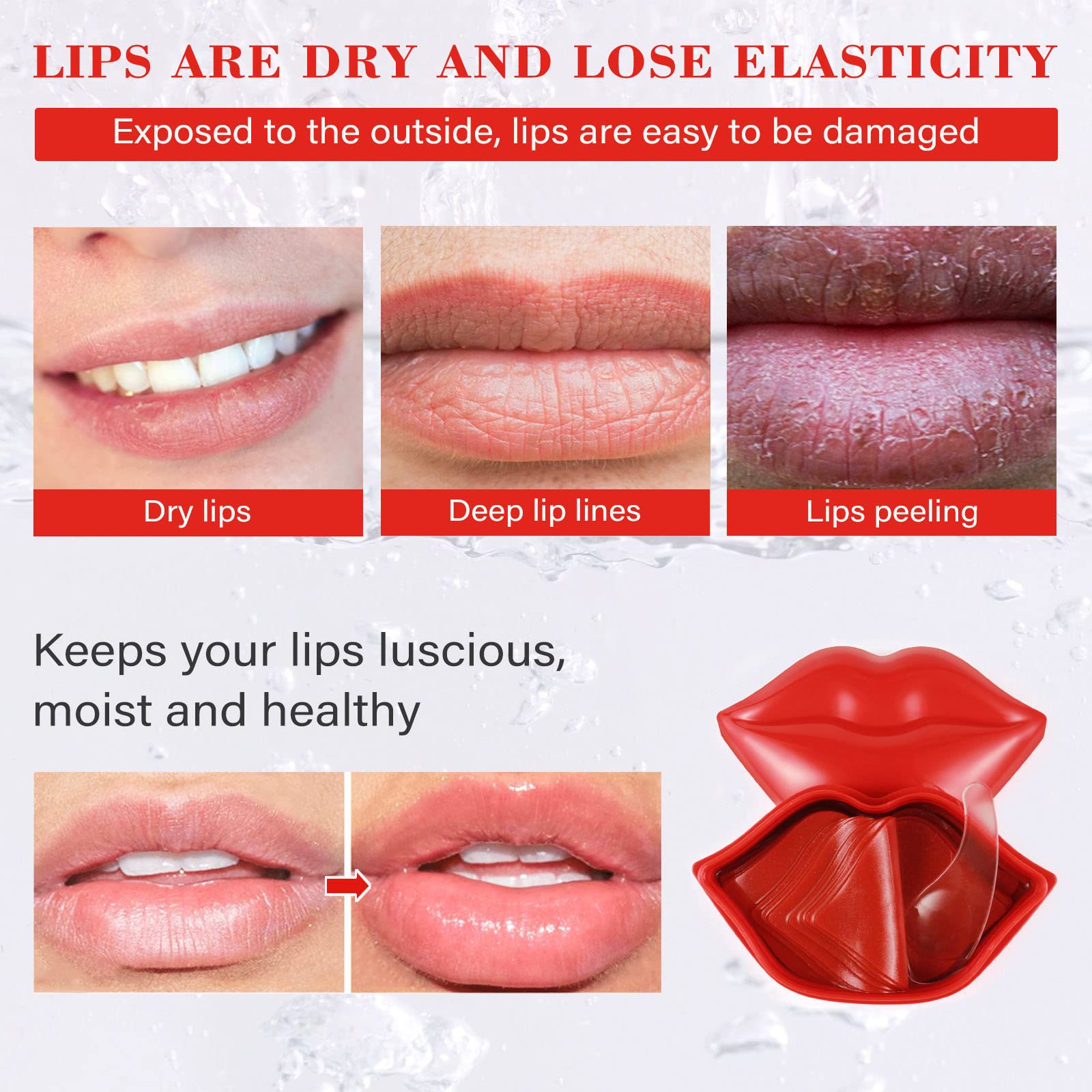 Charm Kiss 20Pcs Moisturizing Lip Mask, Lip Sleep Mask Reduces Lip Lines And Restores Moisture, Lip Mask Effectively Nourishes T