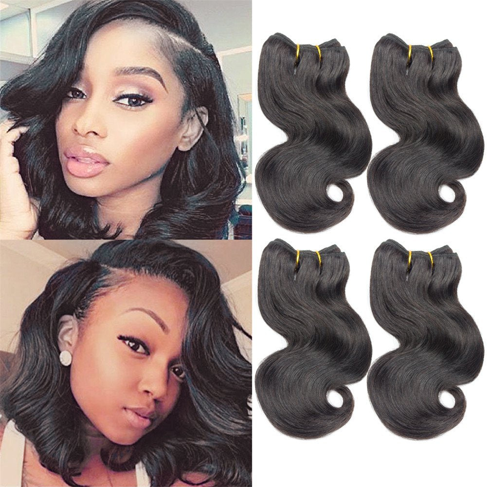 4Bundles Brazilian Body Wave Virgin Hair Extension Human Hair Bundles 8Short Virgin Brazilian Hair Weaves 50G/Pcs Human Hair Ext