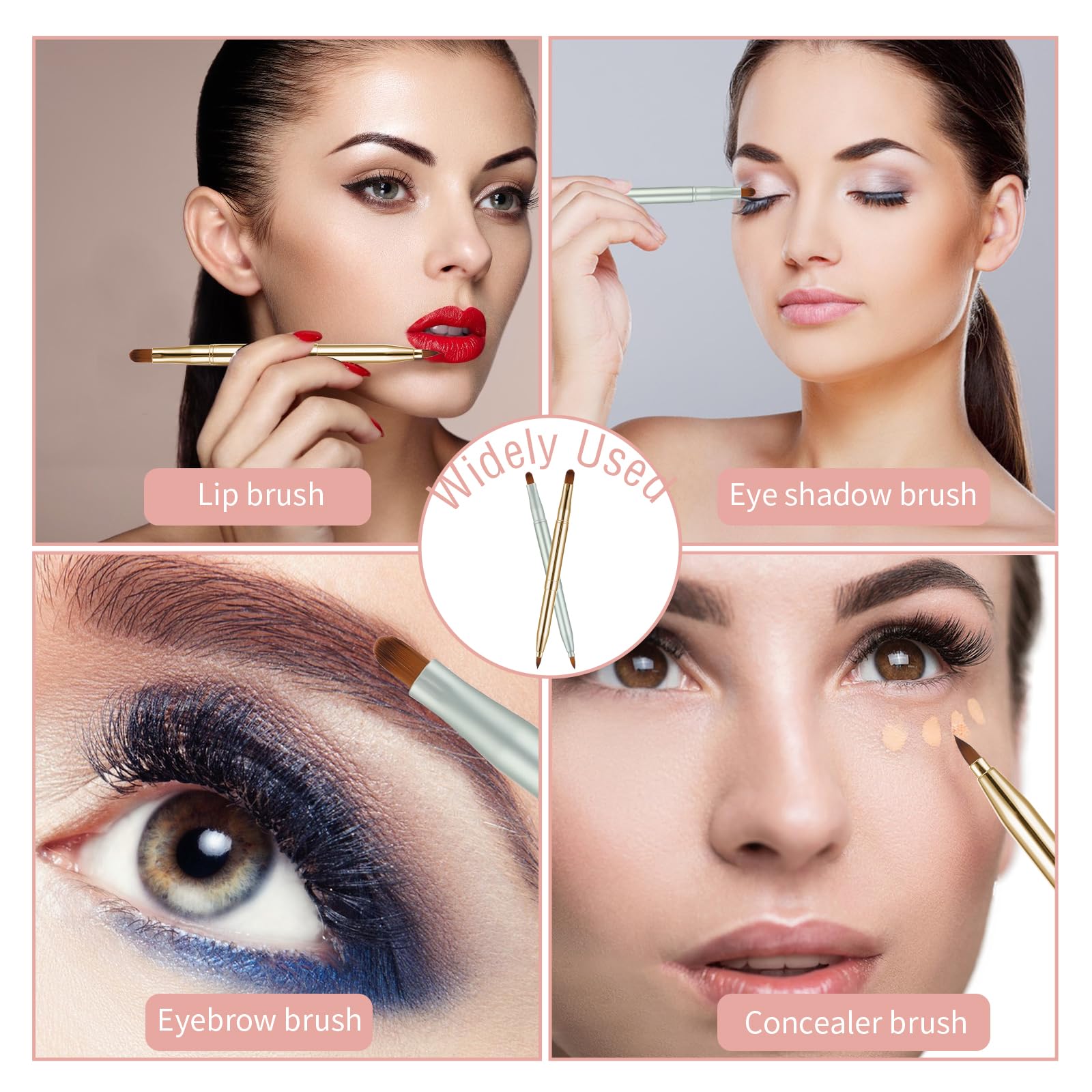 2 Pack Lip Brush For Lipstick Retractable With Cap, Double-Ended Lip Makeup Brushes Retractable Lip Gloss Lipstick Brush Applica