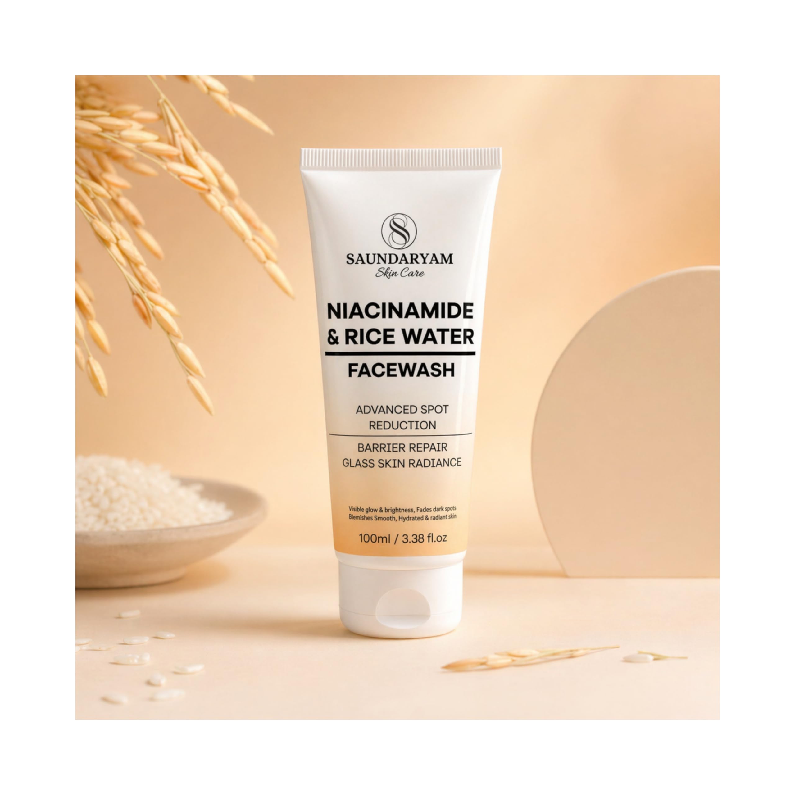 Niacinamide & Rice Water Face Wash For Brightening & Oil Control | Gentle Hydrating Cleanser For Glowing Skin | Reduces Dark Spo