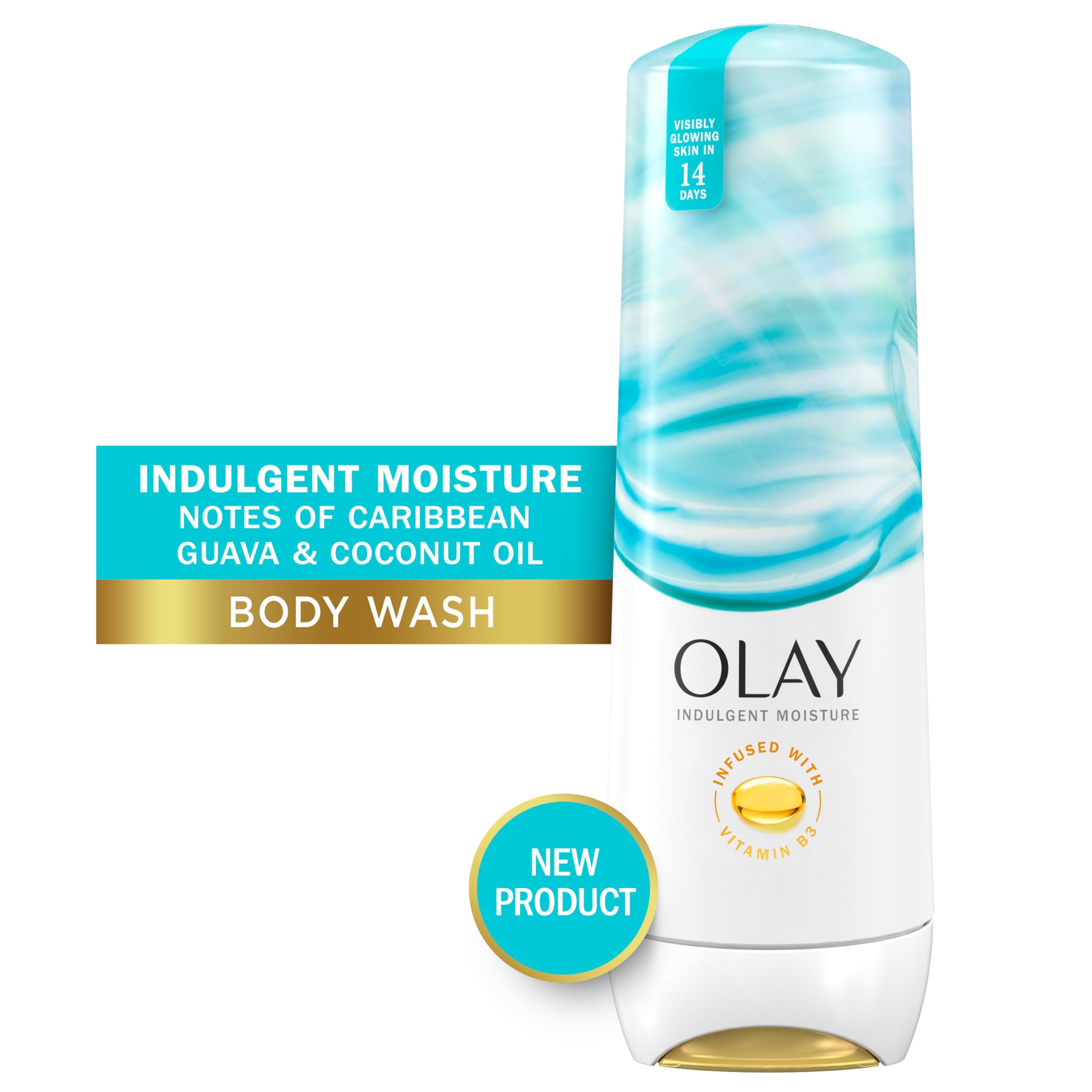 Olay Body Wash for Women, Infused with Vitamin B3, Caribbean Guava & Coconut, 20 fl oz, Teal