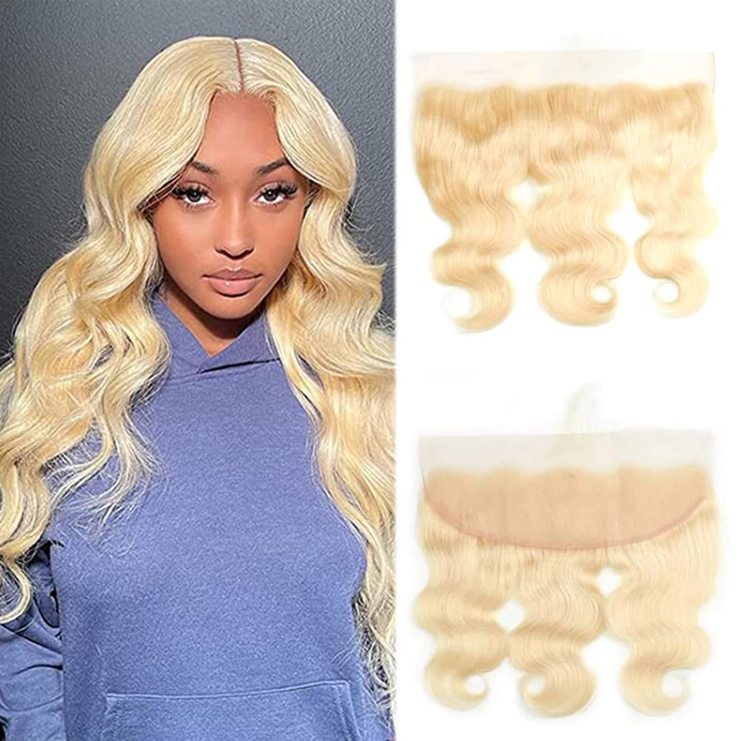 613 Blonde Frontal 13X4 Frontal With Cap Human Hair 14 Inch Cheapr Closure Ear To Ear Grade 9a Brazilian Virgin Remy Human Hair 