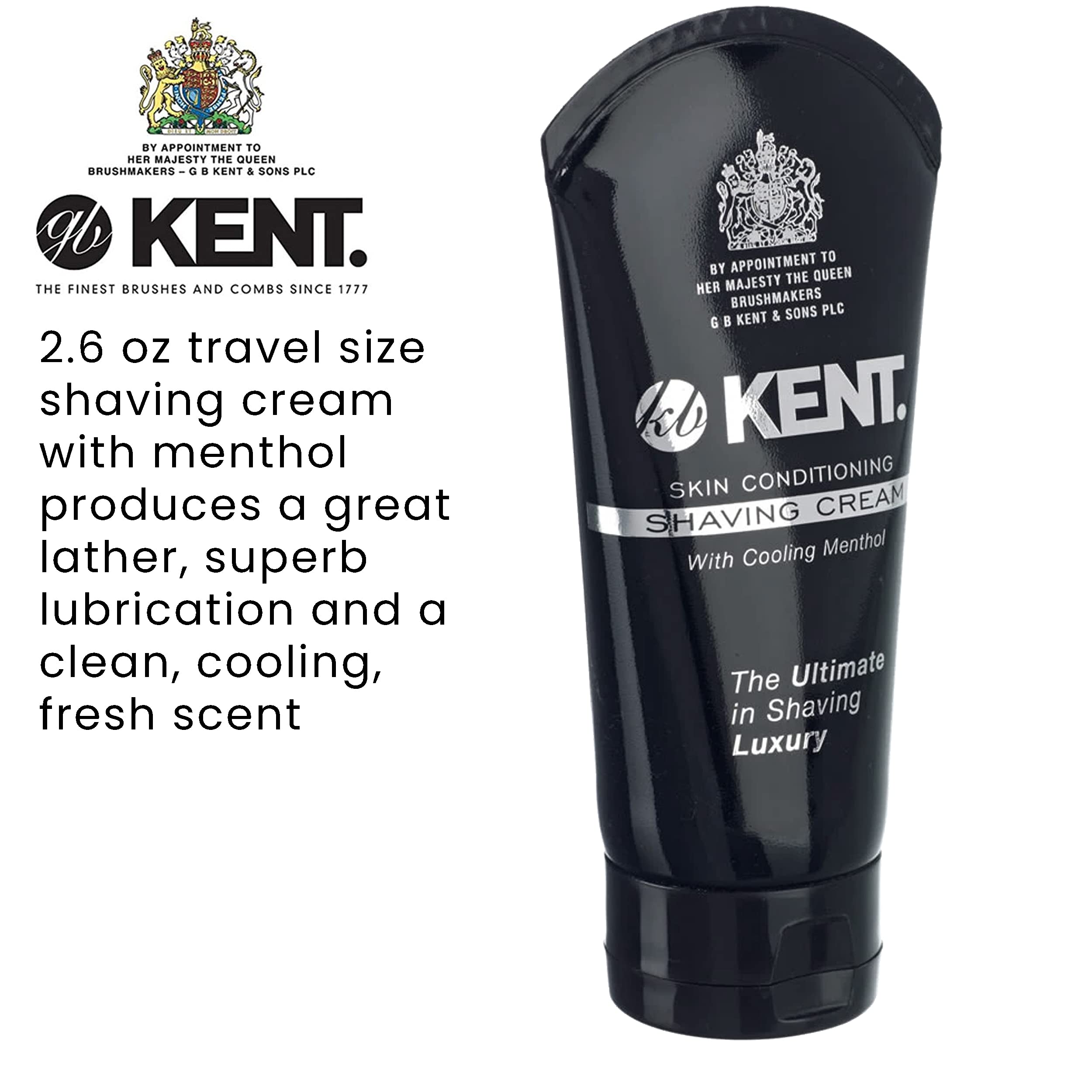 Kent Shaving Cream Sct1 Tube, Superior Men Smooth Cooling Menthol Shave Cream, No More Nicks, Cuts Or Razor Burn. Perfect Size (