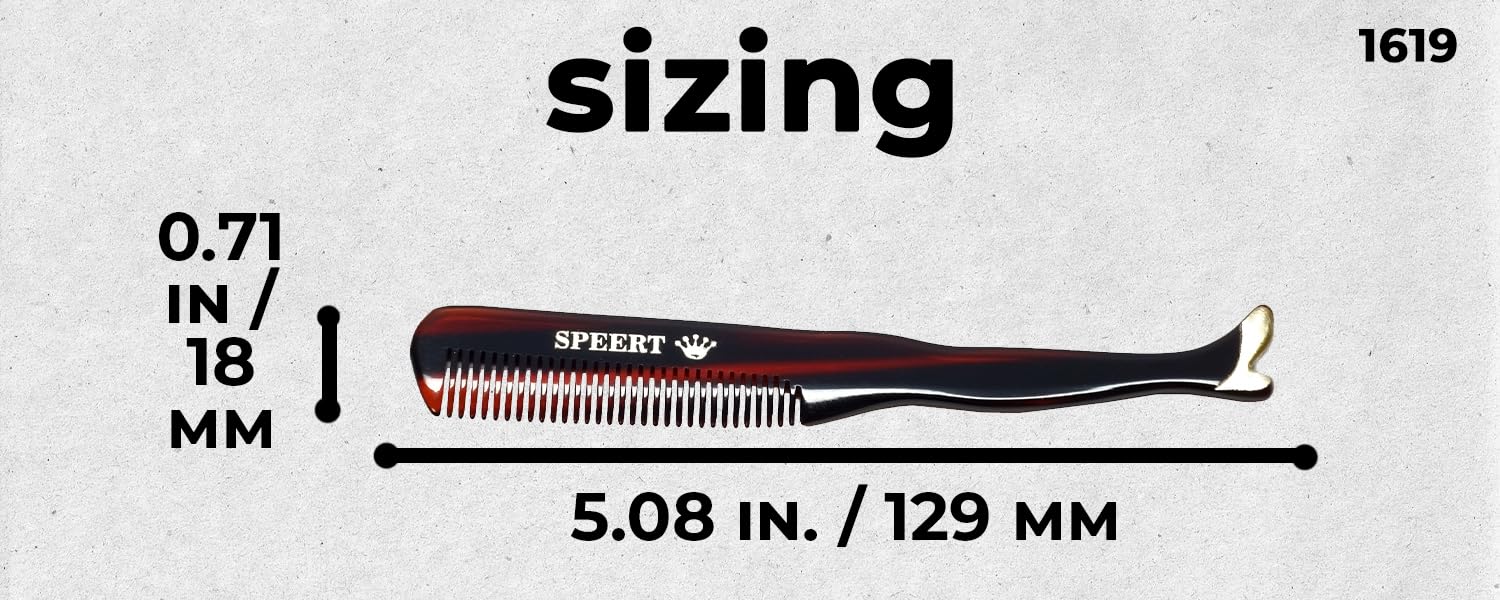 Speert #1619 Acetate Tortoise Mustache Comb Men Thick Coarse Curly Cut Beard Grooming Barber Styling Handmade In Switzerland