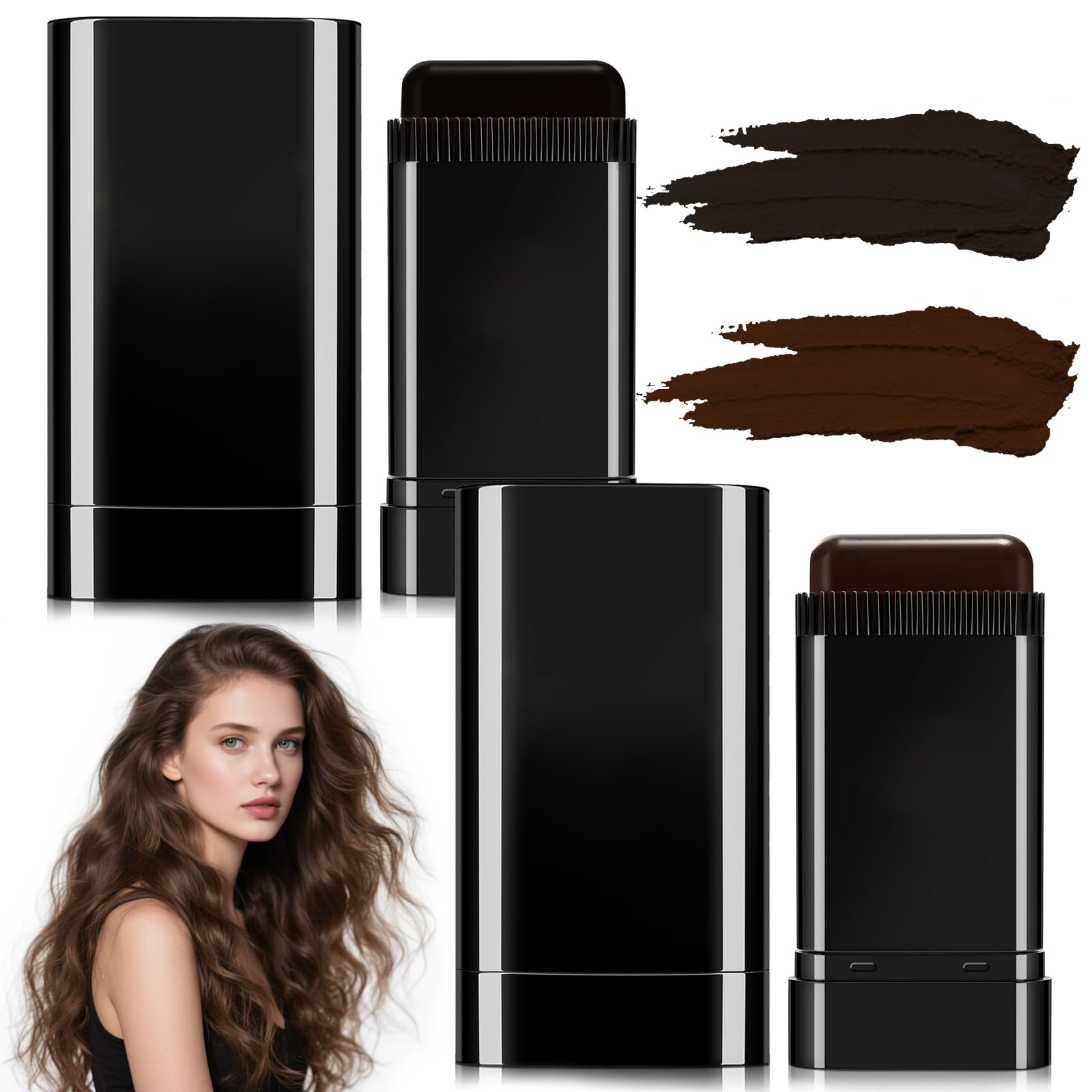 4 PCS 2 in 1 Hair Color Stick with Comb, Portable Hair Dye Comb for Women & Men to Cover Gray Hairs, Waterproof and SweatProof 