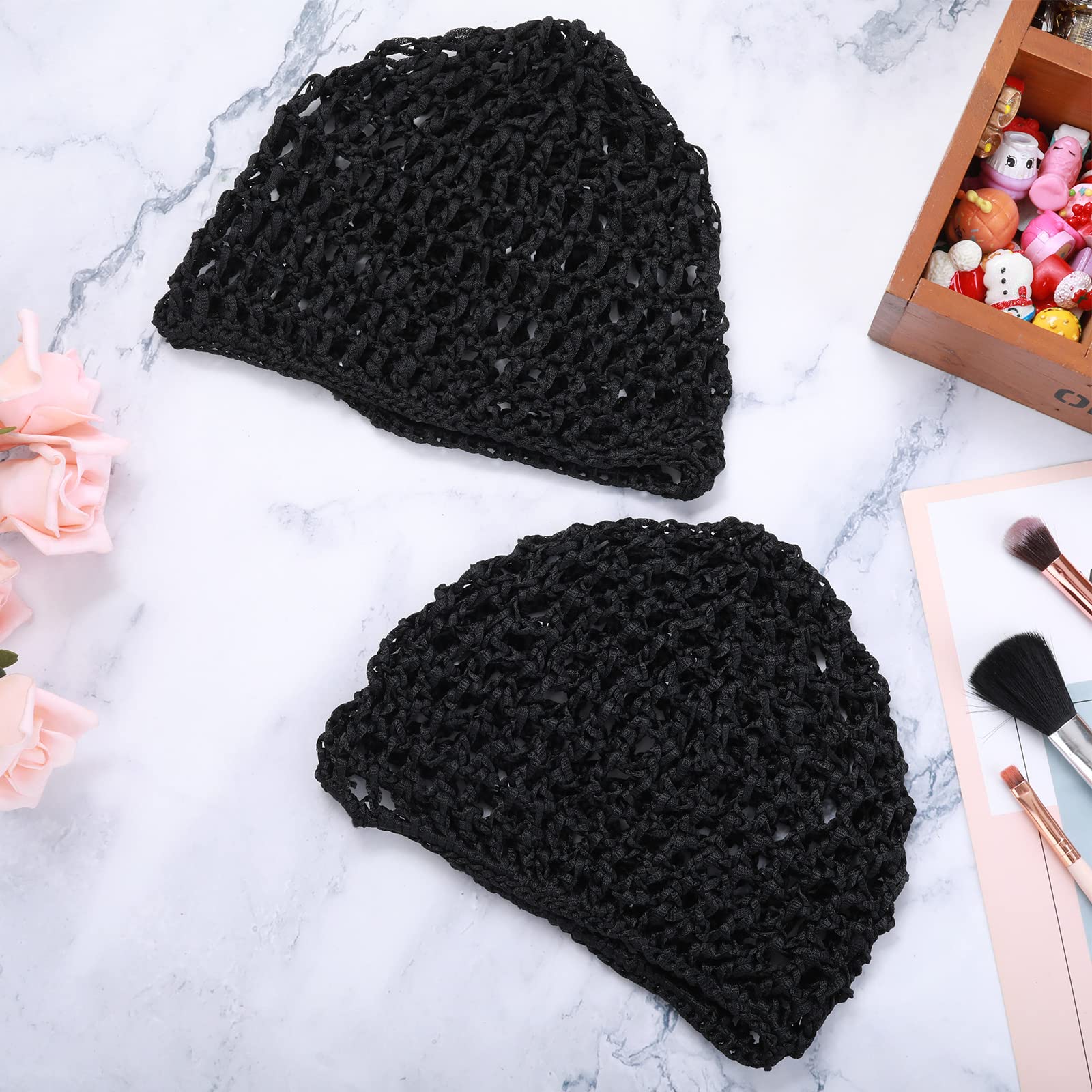 Wllhyf 4 Pack Hair Nets Cap Crochet Knit Snood Bonnets Sleeping Hairnet Fitted Hair Cover Wrap Comfortable Haircare Wave Cap For