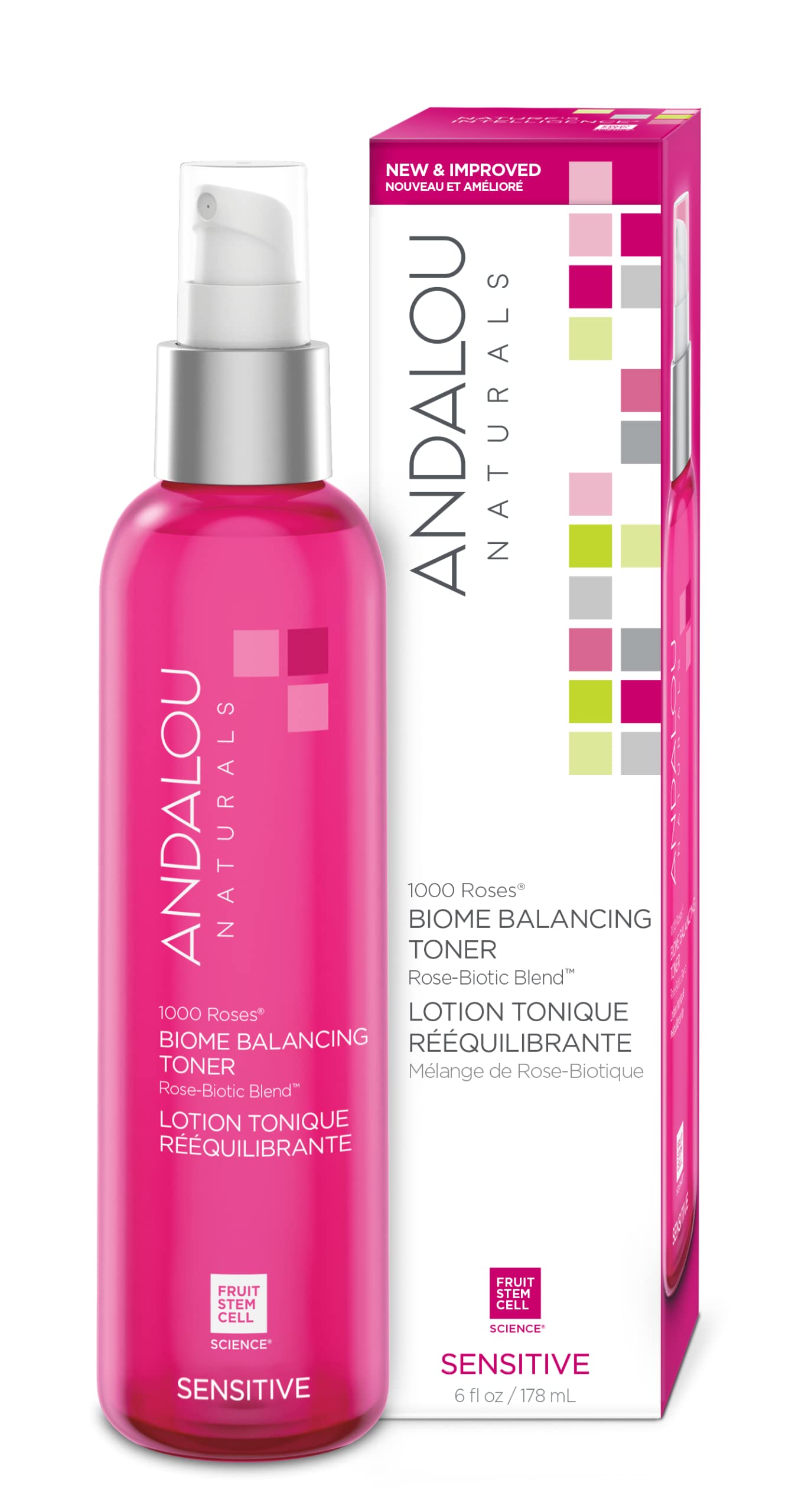 Andalou Naturals Toner, 1000 Roses Biome Balancing Facial Toner, Refreshing & Gentle on Sensitive Skin, Rose-Biotic Blend to Hel