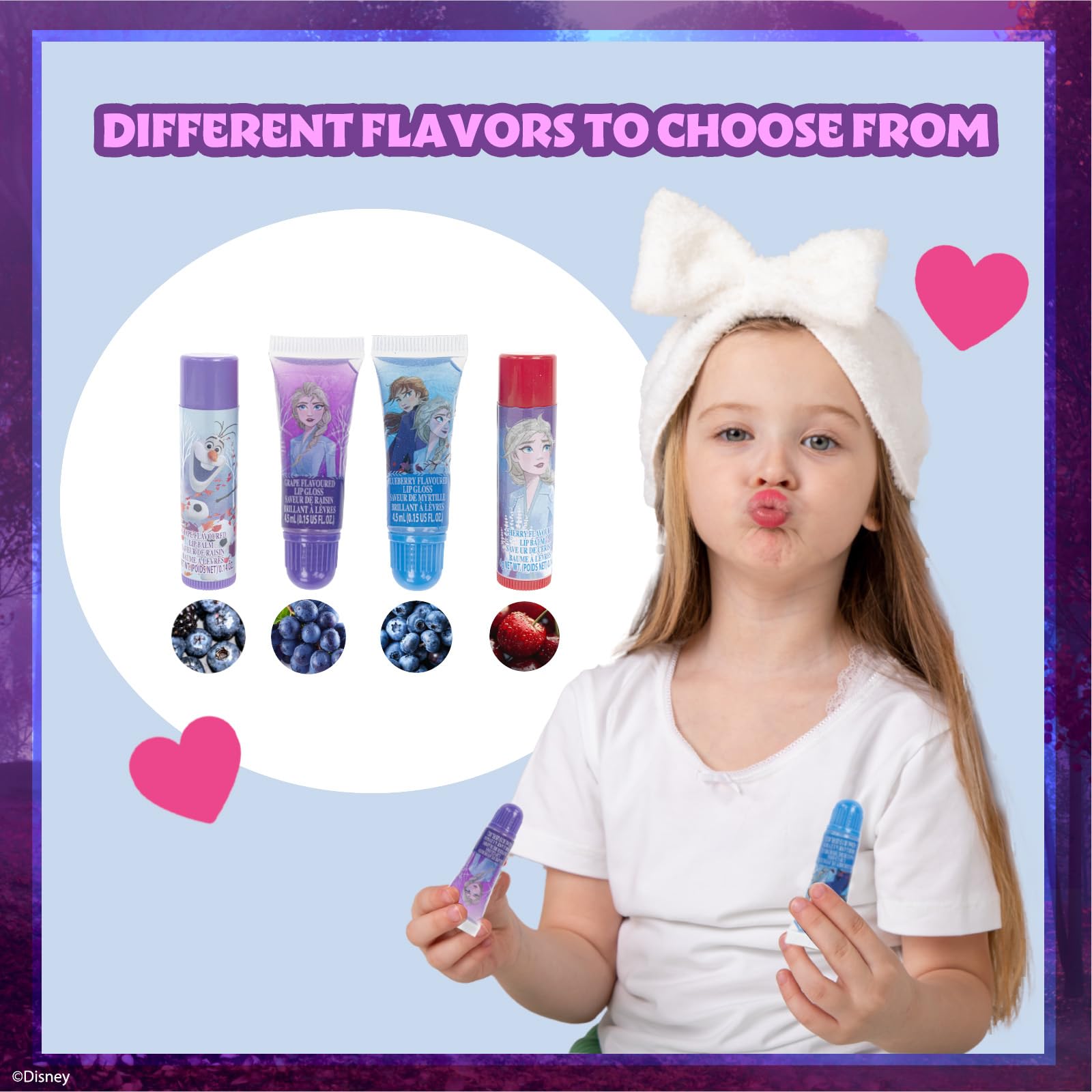 Townley Girl Disney Frozen 29-Piece Cosmetic Makeup Set - Multi with Lip Gloss, Nail Stickers, Lip Balm, and Mirror for Girls