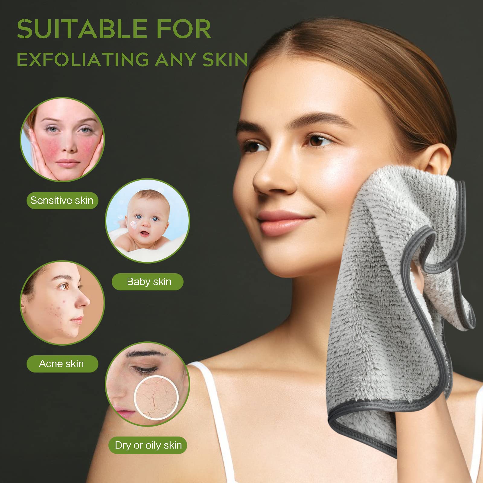 Sunland Microfiber Face Towels Reusable Makeup Remover Cloth Face Cloth Facial Washcloths For Bath 11Inchx11Inch 3 Pack