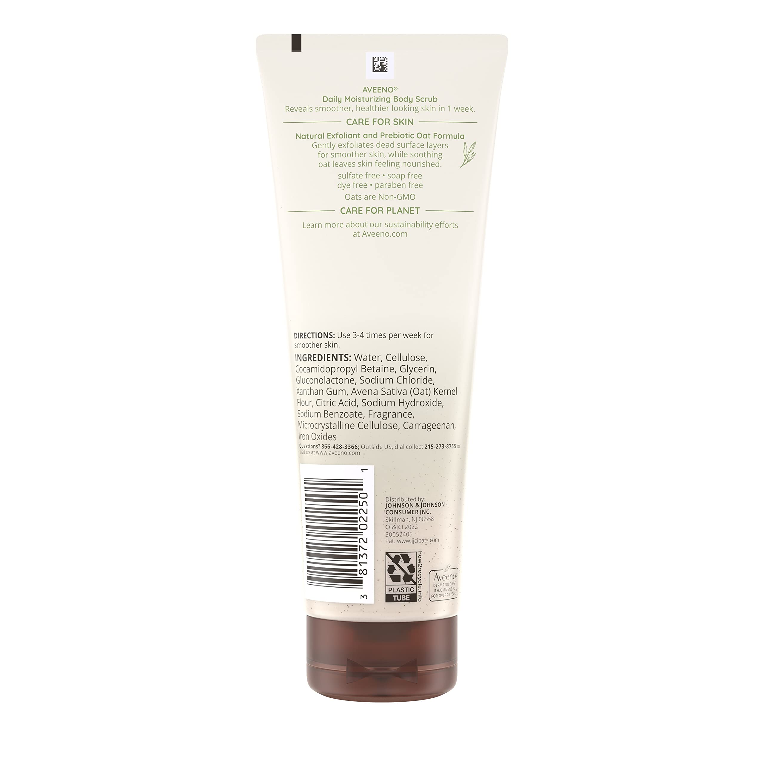Aveeno Daily Moisturizing Body Scrub, Exfoliating Body Wash for Smoother, Healthier Looking Skin, Soothing Prebiotic Oat Formula