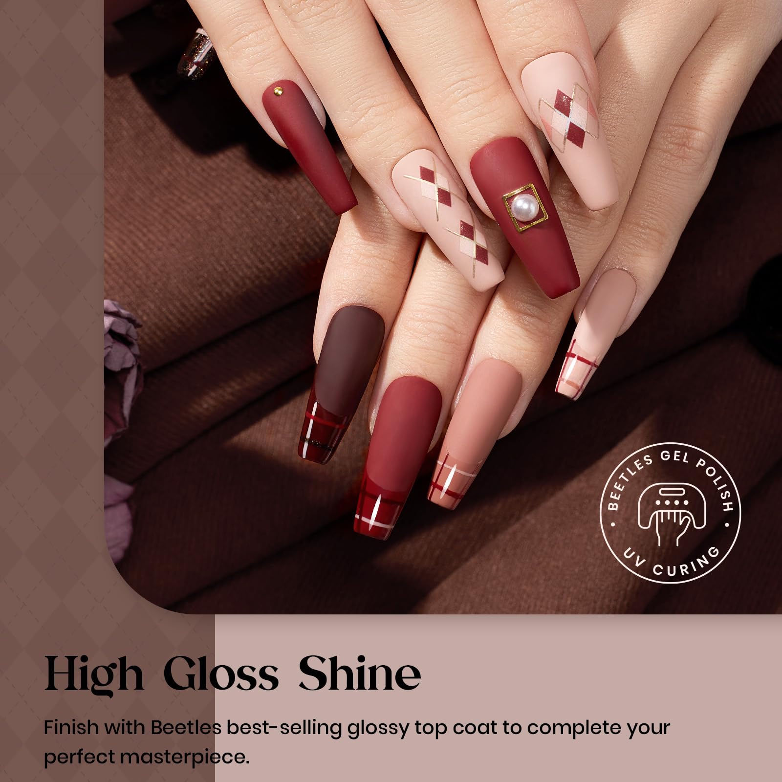 Beetles Gel Polish Set-6 Colors 7.5Ml Winter Nail Gel Kit Burgundy Academia Aesthetic Gold Glitter Dark Brown Red Black Sparkle