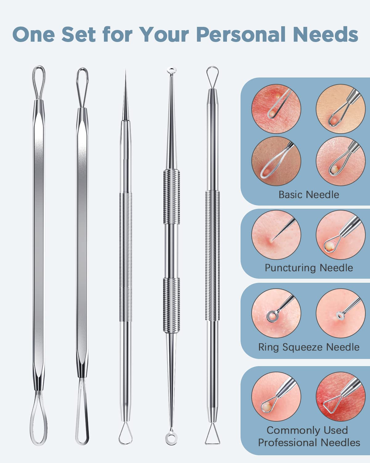 Taythi Blackhead Remover Tool, Pimple Popper Tool Kit, Blackhead Extractor Tool For Face, Extractor Tool For Comedone Zit Acne W
