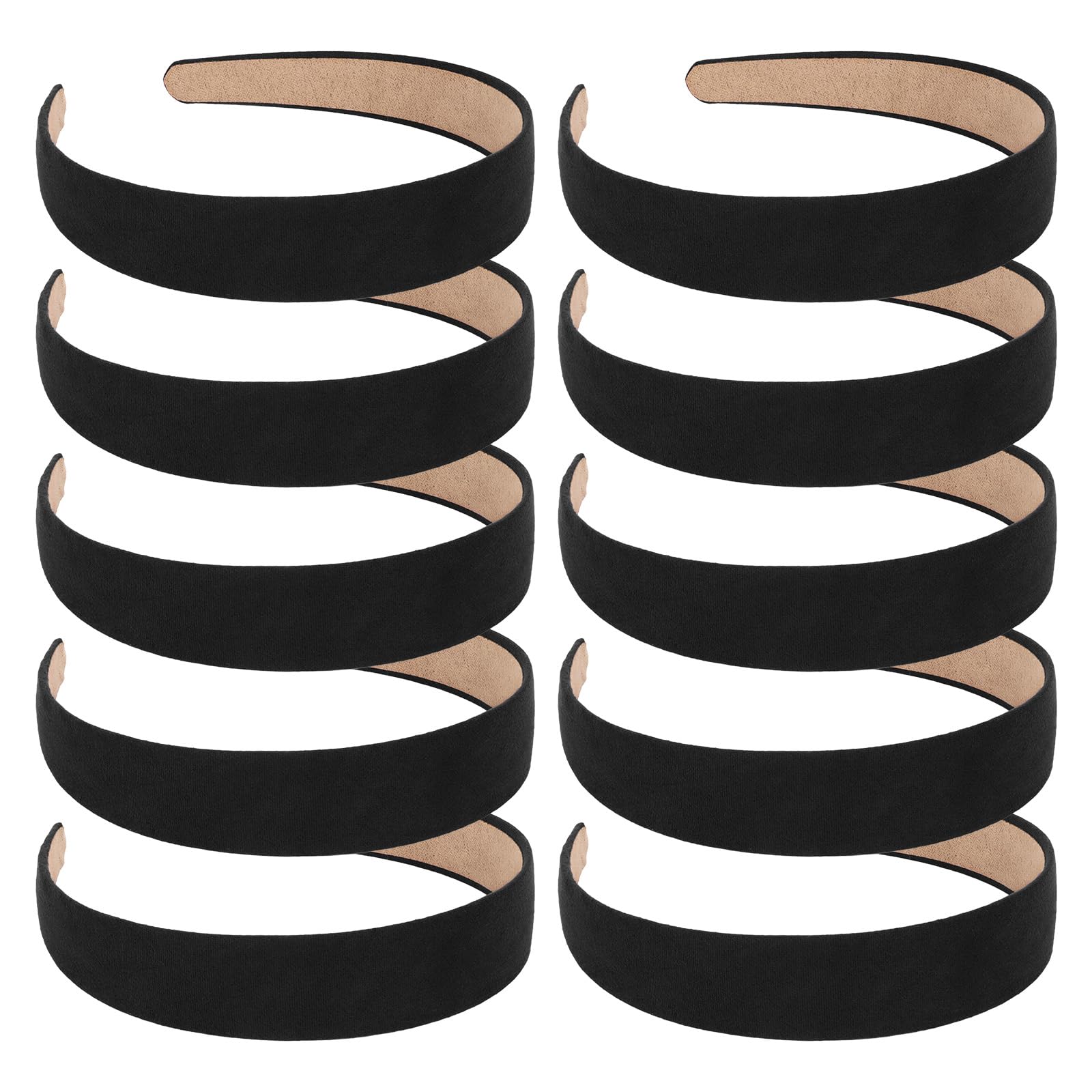 Wecoe 10pcs Headbands for Women Suede Like 1 Inch Wide Black Headband Non Slip Fashion Costume Hair Accessories Women Girls Diad