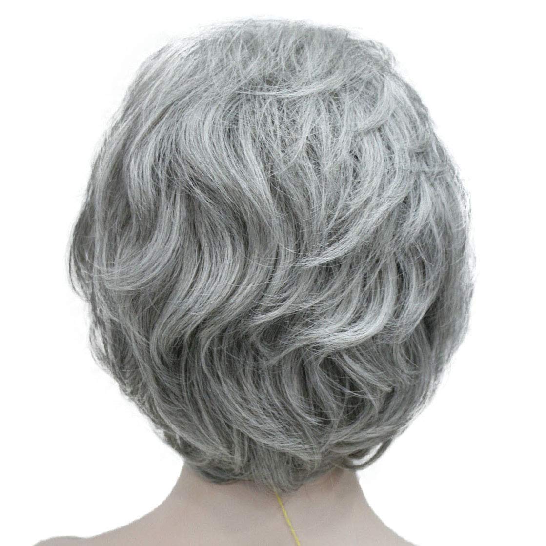 Lydell Women'S Short Curly Wavy Wig Synthetic Hair Full Wig 6 Inches (51 Silver Grey)