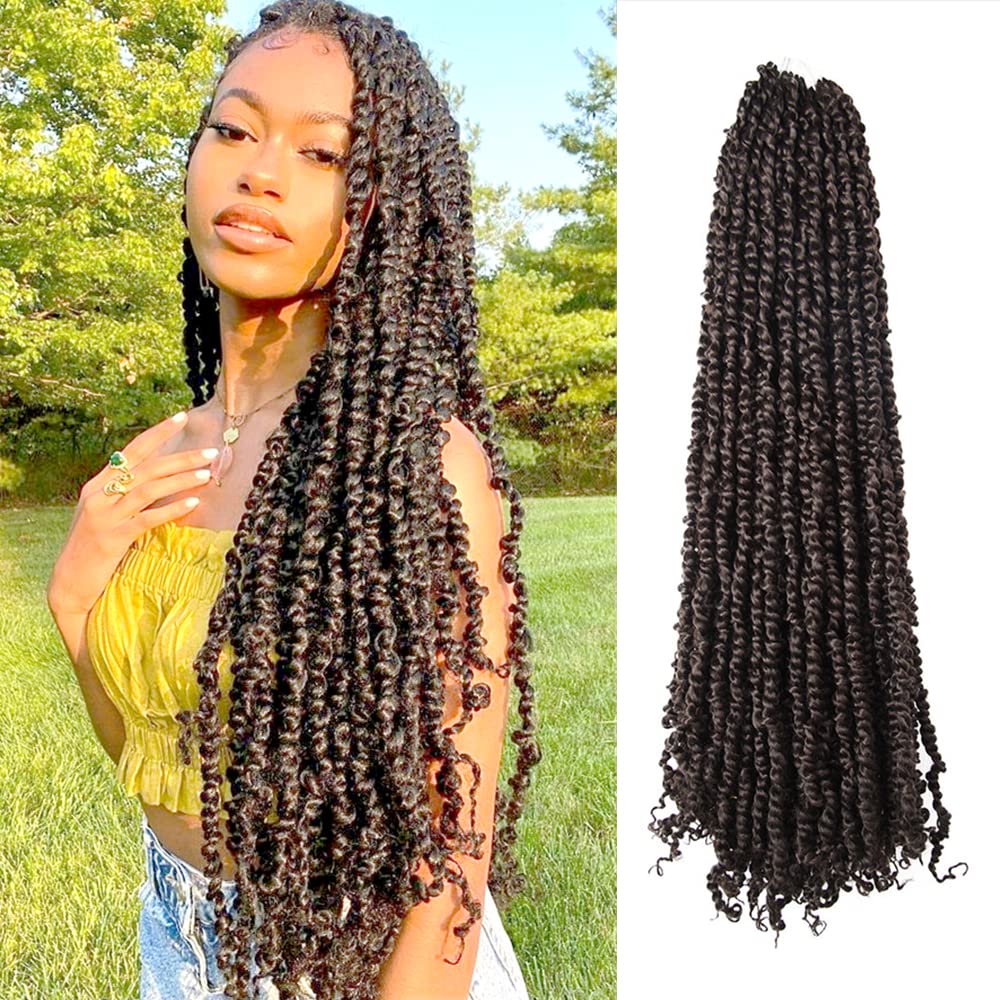 WUDAS Long Passion Twist Hair 22 Inch Pre-twisted Passion Twists Crochet Hair Brown Pre-looped Synthetic Crochet Braids (7 Packs