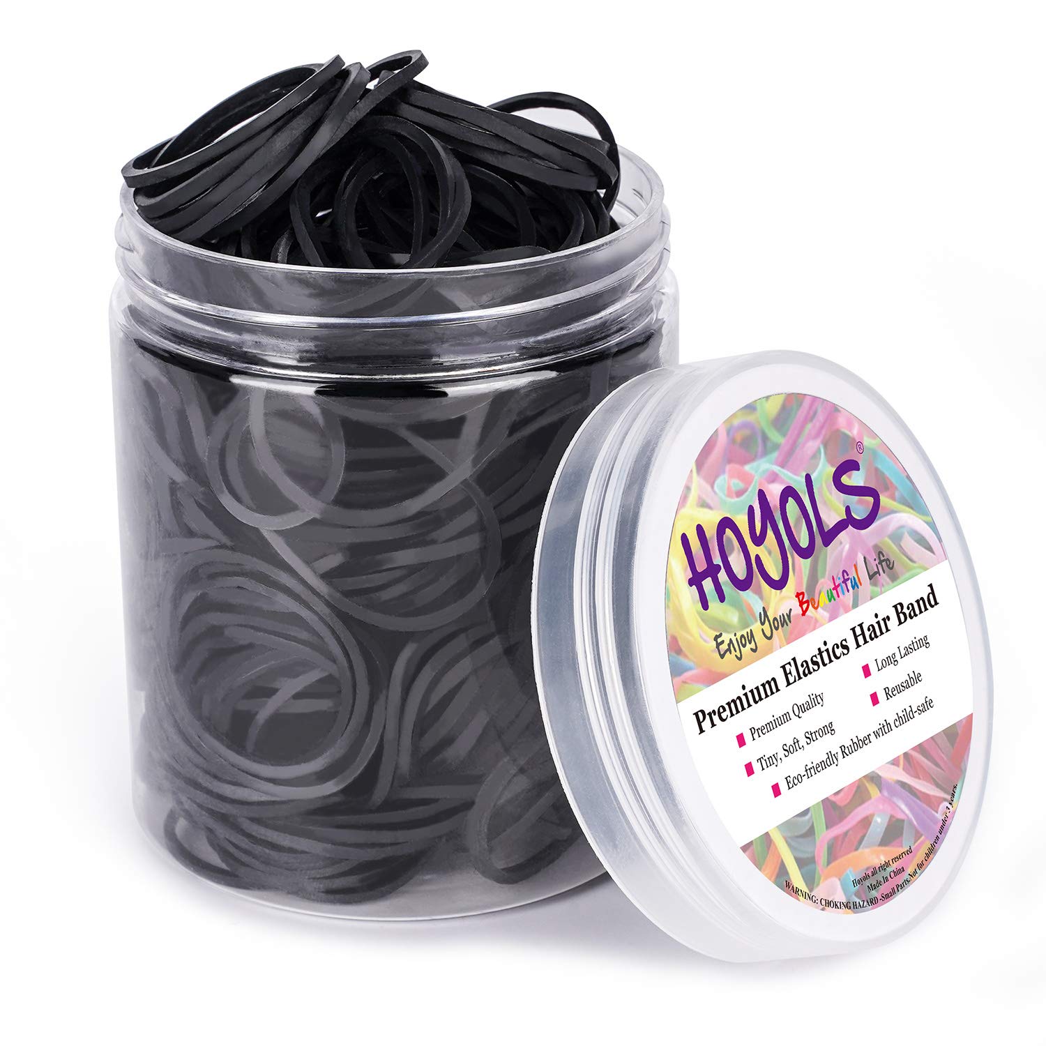 HOYOLS 1 1/2 Inches Large Elastics Rubber Bands for Black Hair Ties Braiding Ponytail Holders Plastic Rubberbands for Women Girl