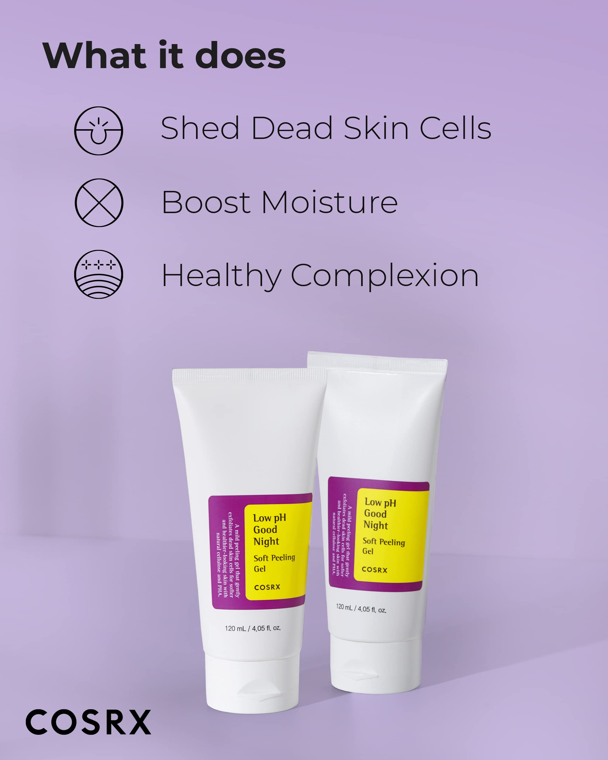 Cosrx Low Ph Good Night Soft Peeling Gel, 4.05 Fl Oz / 120Ml, Mildly Exfoliating Pha For Sensitive Skin With Natural Cellulose,