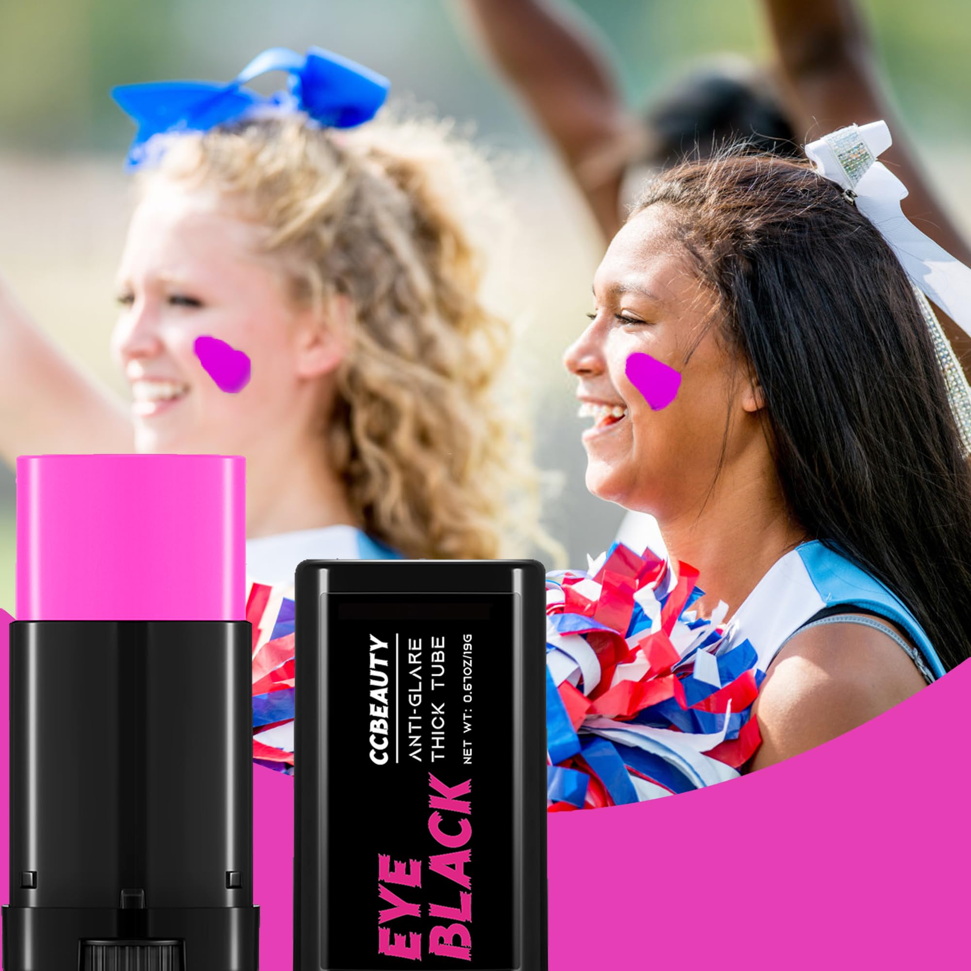 Ccbeauty Pink Eye Black, Sweatproof Eyeblack Stick For Baseball Football Softball Lacrosse, Face Paint Sports Grease Stick For P