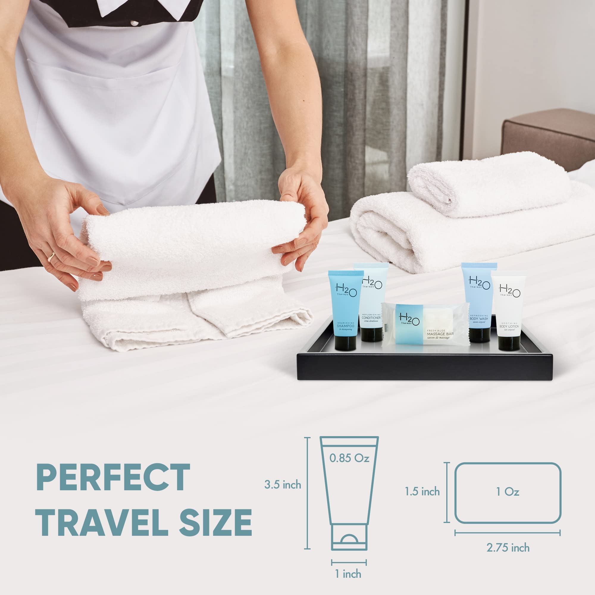 H2O Therapy Hotel Soaps And Toiletries Bulk Set  1-Shoppe All-In-Kit Amenities For Hotels & Airbnb  .85Oz Hotel Shampoo & Condit