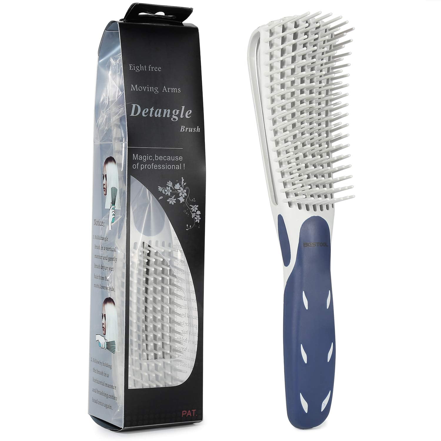 BESTOOL Detangling Brush for Curly Hair, Detangler Brush for Natural Black Hair Curly Hair Afro 3/4abc Texture, Faster n Easier 