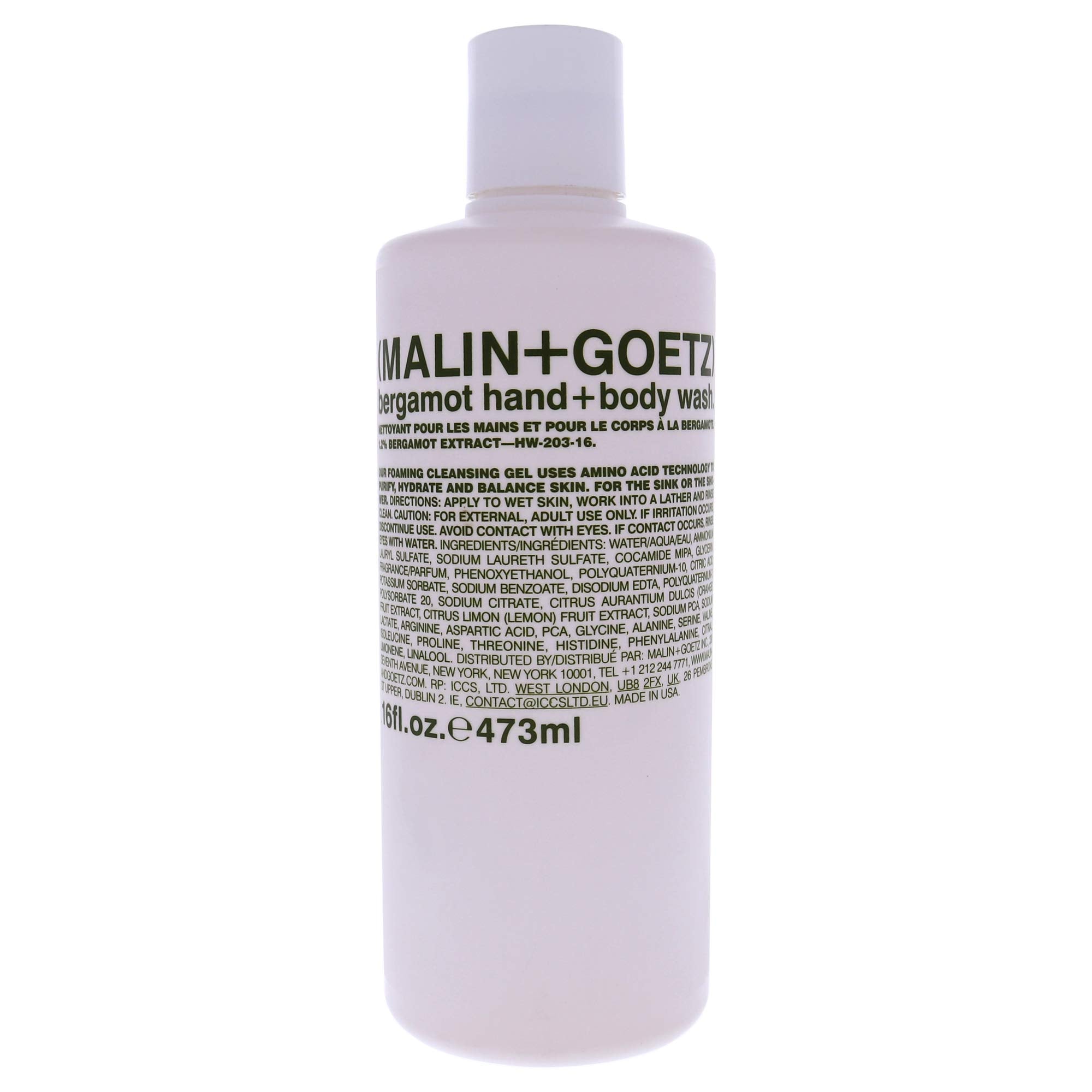 Malin + Goetz Bergamot Hand & Body Wash, 16 Fl. Oz. - Men & Women Natural Body Wash For All Skin Types, Foaming Hydrating Cleans