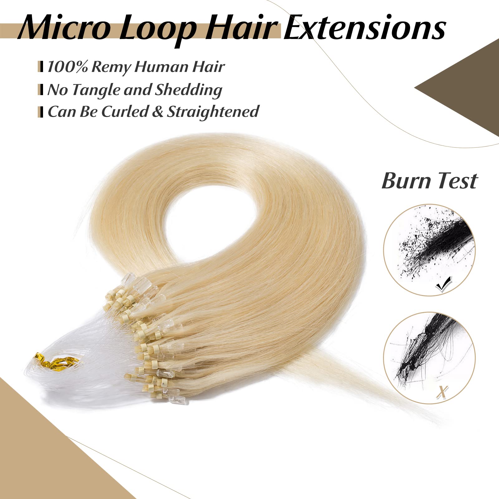 Sego Micro Beads Hair Extensions Human Hair 18 Inch Platinum Blonde Micro Loop Human Hair Extensions Natural Straight Micro Ring