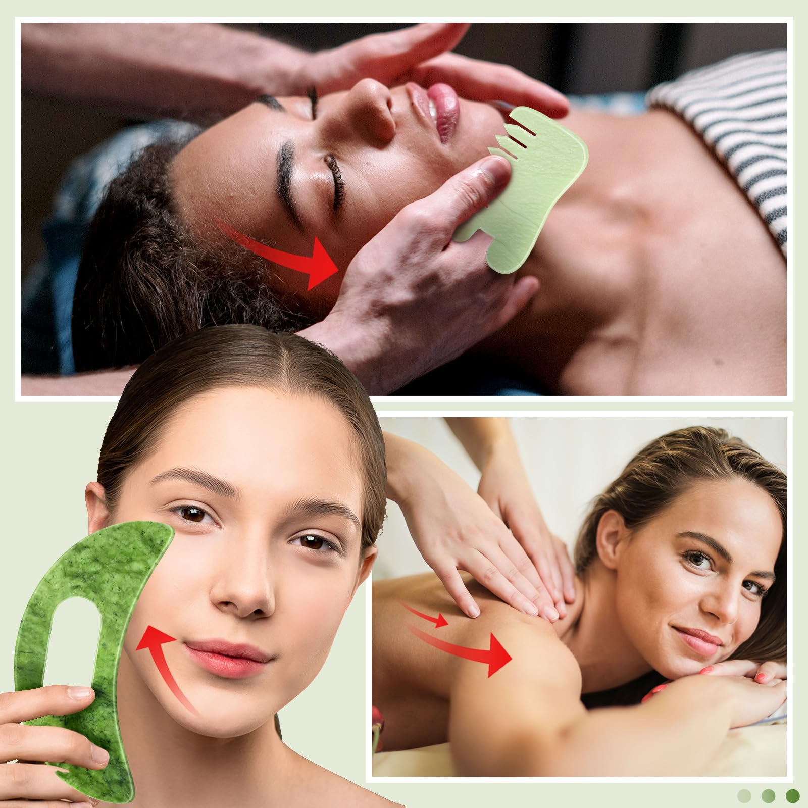 BBTO 2 Pcs Jade Comb for Scalp Massage Gua sha Comb for Head Body spa Hair Multifunctional Handheld Massage Tools(Fashion, Class