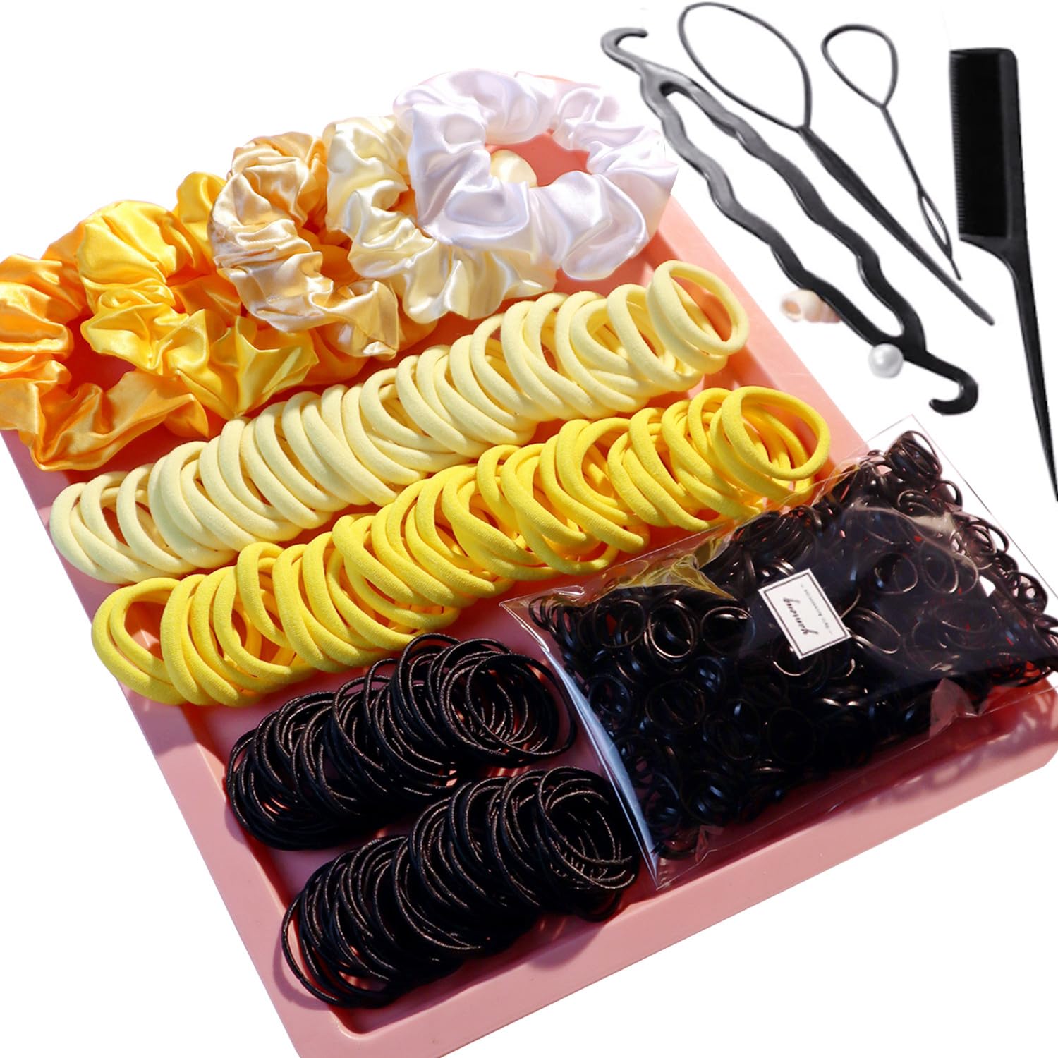 YANRONG Women's Hair Accessories Set: 755 Seamless Ponytail Holders, Variety Hair Scrunchies, Bands, and Ties for Thick and Curl