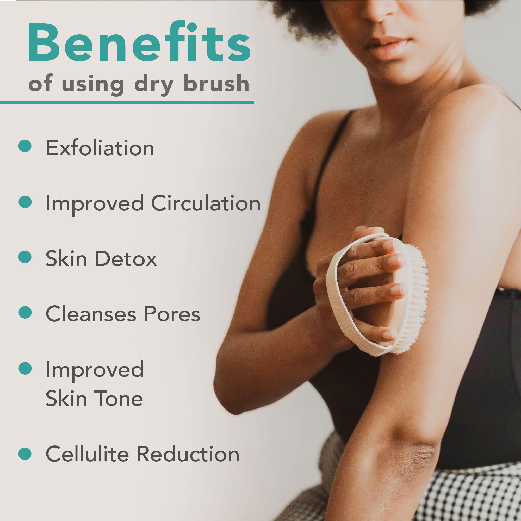 Dry Brushing Body Brush For Lymphatic Drainage & Cellulite - Round Dry Brush For Body Natural Bristle Body Brush For Showering -