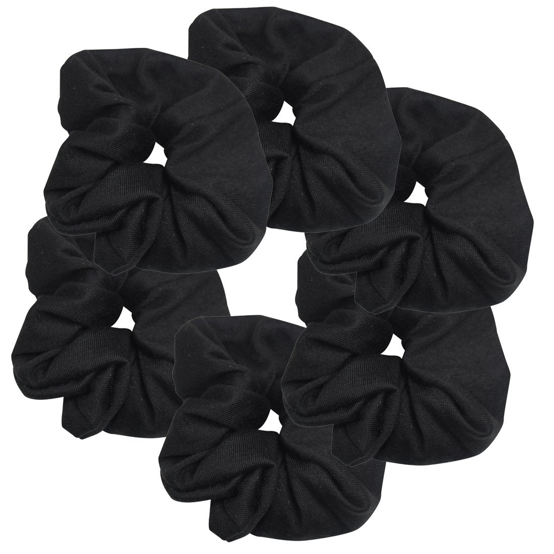 6 Pack Large Solid Scrunchies Hair Elastics-Blue