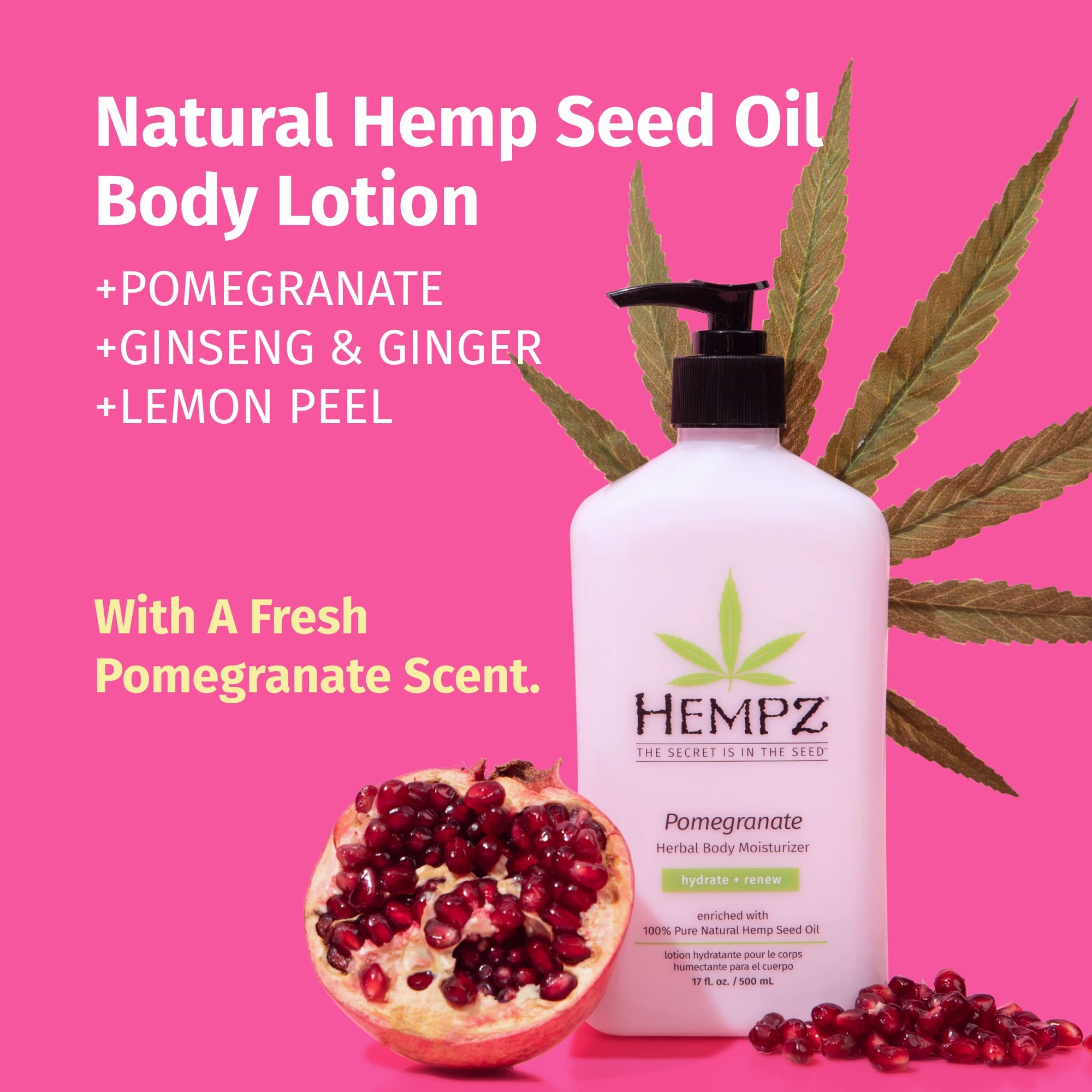 Hempz Body Lotion - Pomegranate - Bright Citrus - Daily Moisturizing Cream - 17Oz