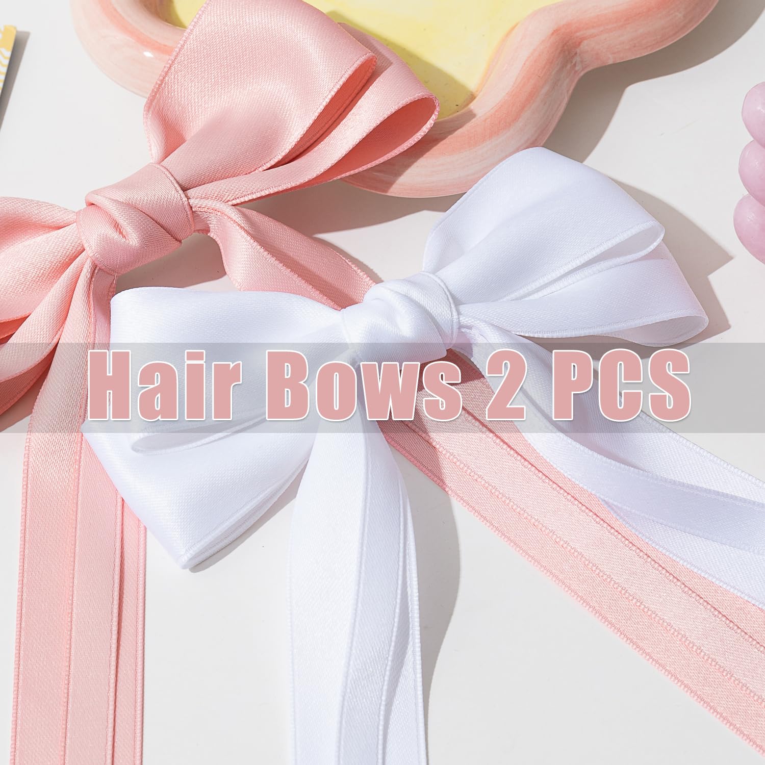 Large Hair Bows 2 Pcs Ribbon Bow For Women,Hair Bows For Women,Oversized Long-Tail Cute Aesthetic Hair Accessories,Large Hair Ba