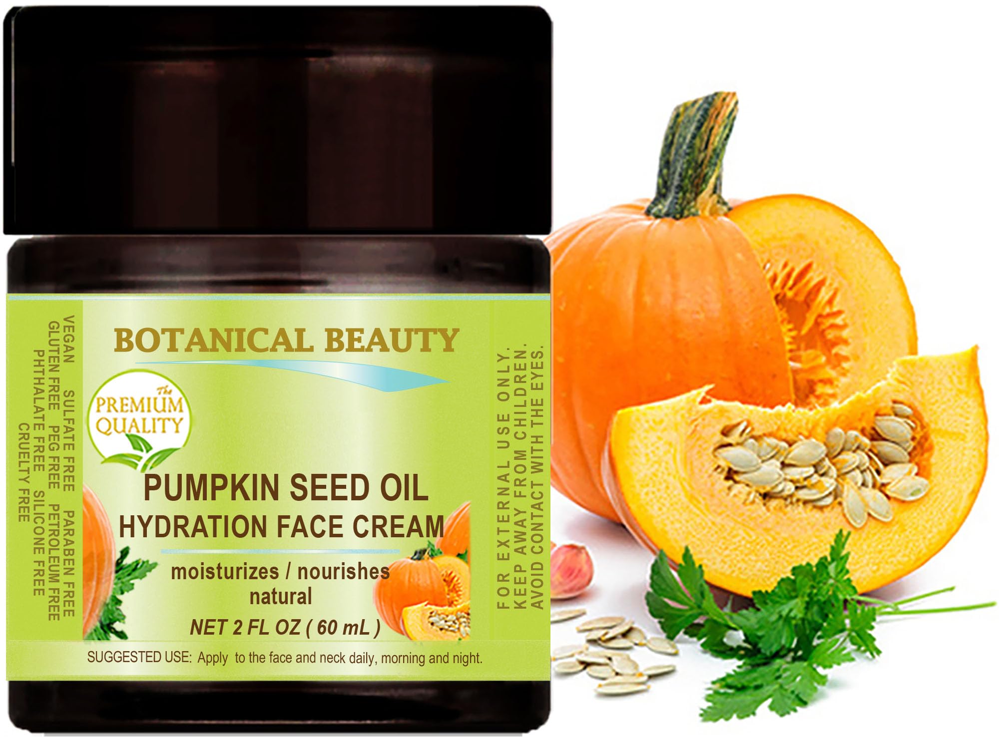 Organic Pumpkin Seed Oil Hydration Face Cream. For Normal - Dry - Sensitive Skin. 2 Fl. Oz - 60 Ml. Hydrating, Moisturizing, Nou