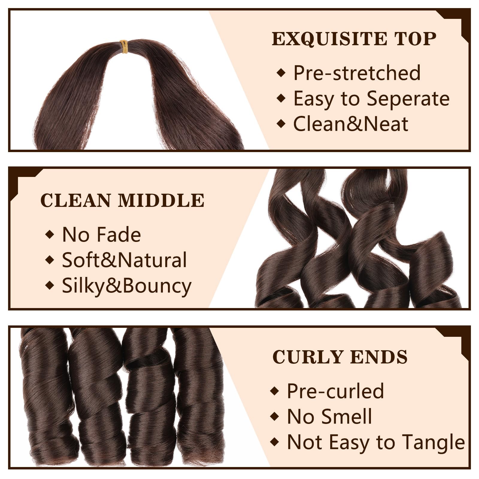 Cookoo 9 Packs French Curl Braiding Hair Dark Brown 22 Inch Loose Wave Bouncy Braiding Hair With Curly Ends Pre Stretched Yaki C