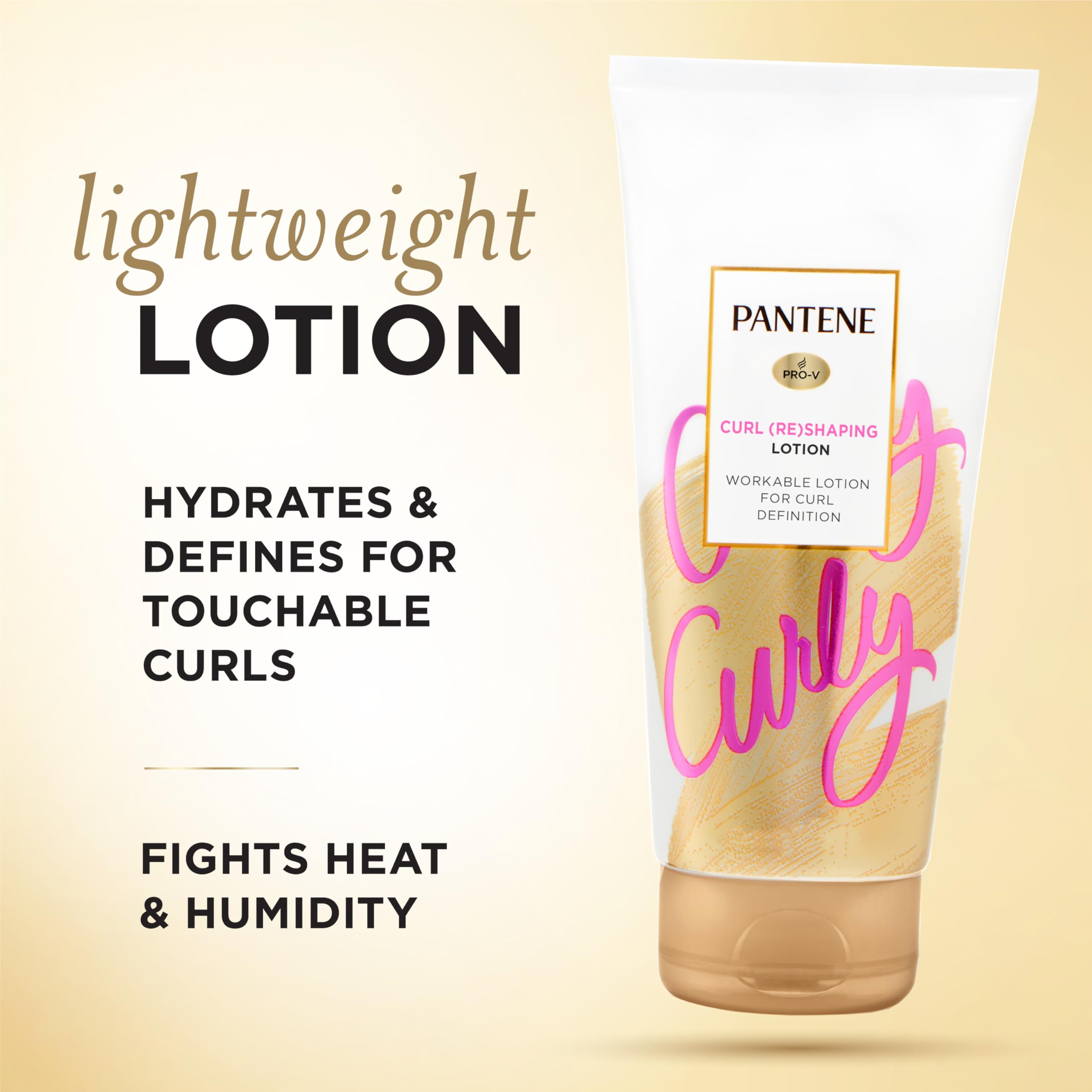 Pantene Pro-V Curl Cream Hair Lotion, Moisturizing Curl Defining Cream, Anti Frizz for Wavy or Curly Hair, with Vitamin B5, Pack