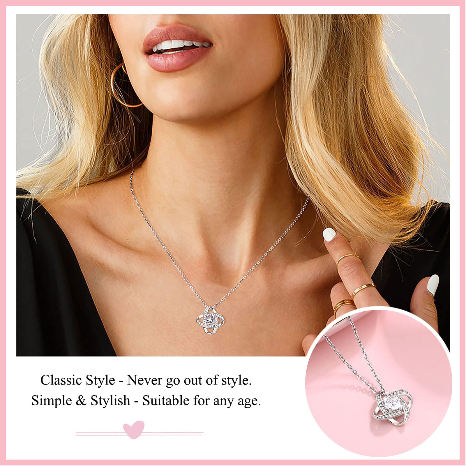 UNGENT THEM Mothers Day Gifts for Sister in Law Christmas Wedding Birthday Ideas Jewelry Love Knot Necklace