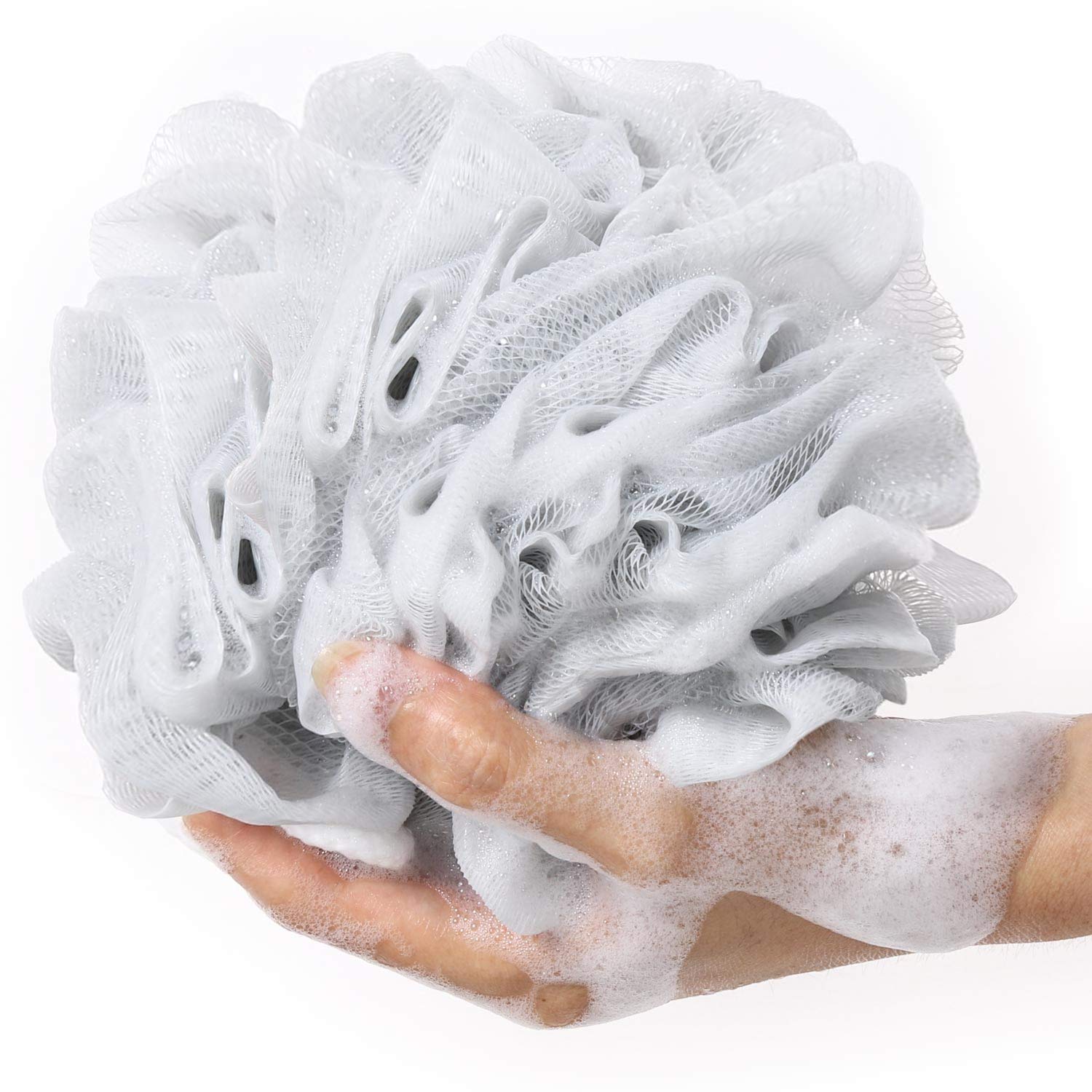 Btyms Large Loofah Sponge Shower Scrunchies Puff 75G/Pc Mesh Pouf Bath Loofa Body Sponges Scrubber For Bathing - Pack Of 4