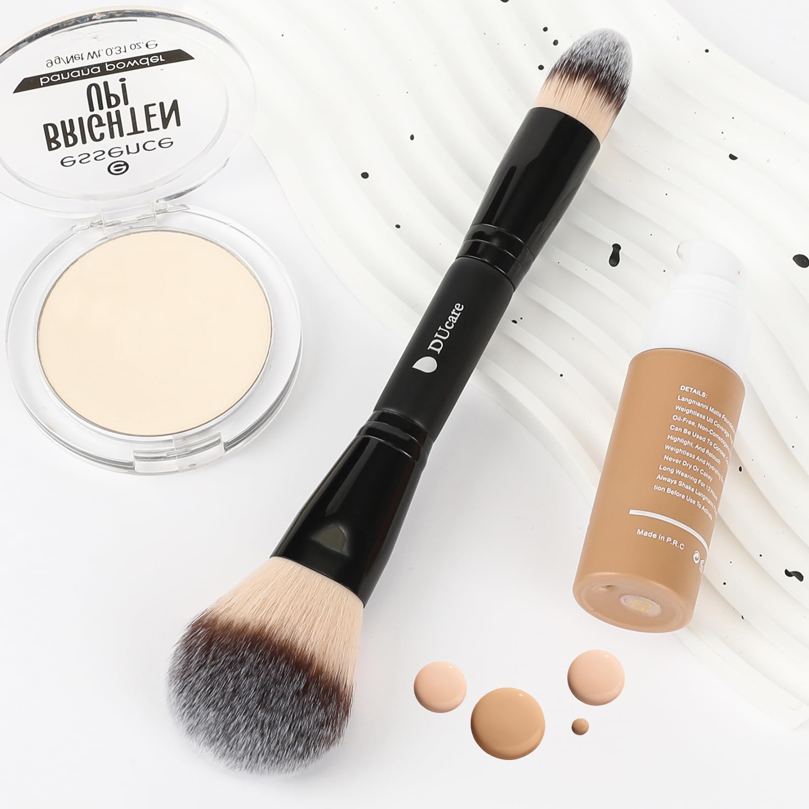 Ducare Makeup Foundation Brushes Double Ended Blush Powder Brush, Duo Bronzer Blush Brush For Rounded Taperd Liquid, Cream, Powd