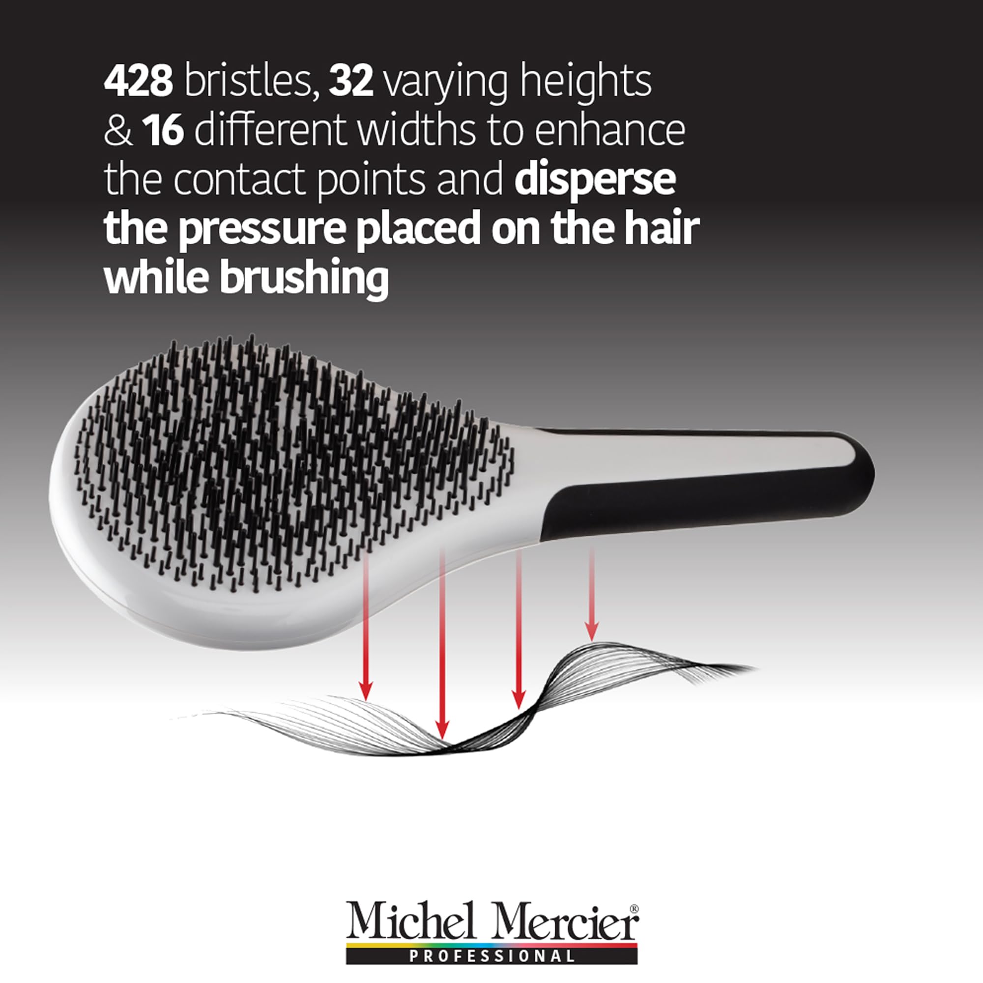Michel Mercier Pro Wet And Dry Detangler - 428 Bristles Hair Brush For Split Ends - Painlessly Glides Through Tangles - Thick An