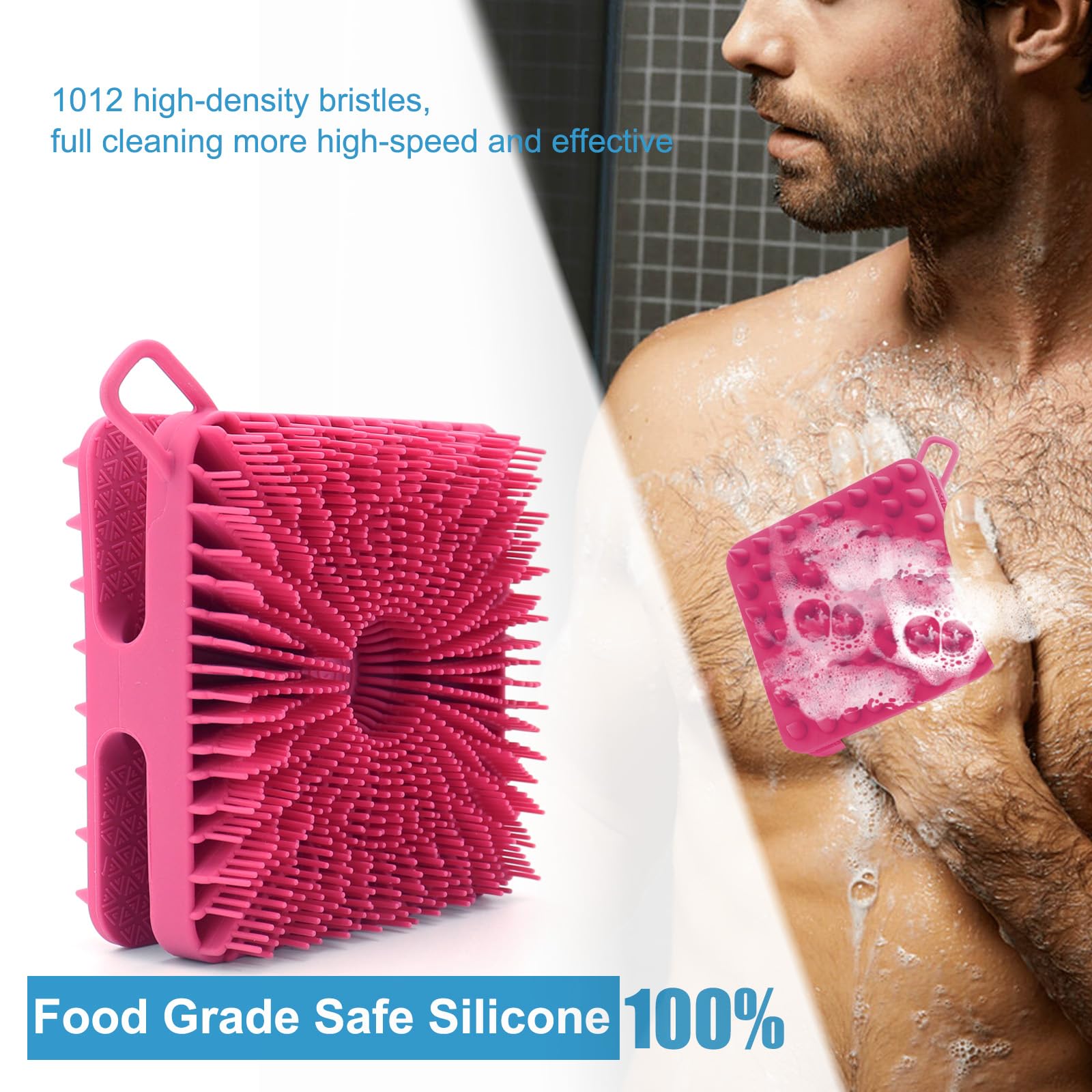 Wetang Silicone Body Scrubber Women, Dual-Sided Design Exfoliating Body Scrubber And Scalp Massager, Shower Scrubber For Body, S