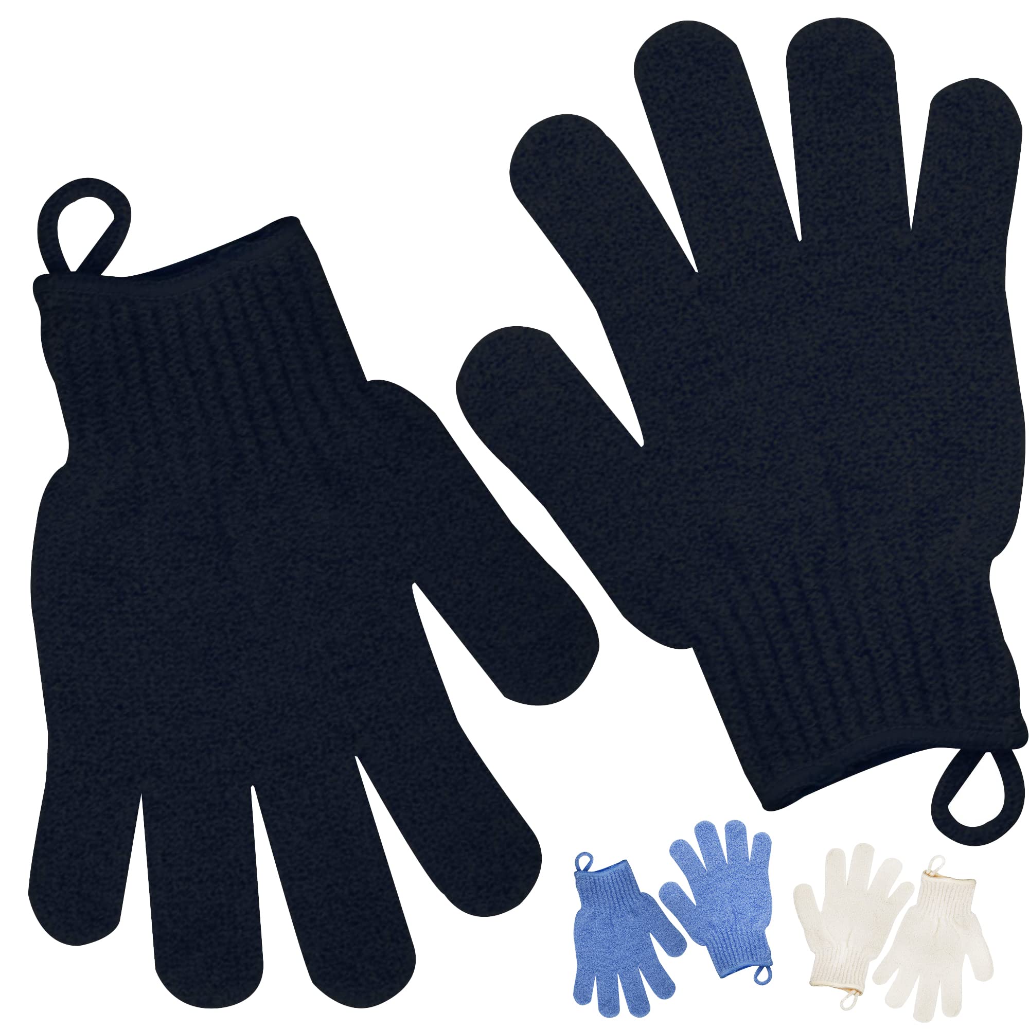 Exfoliating Glove With Hanging Loop - Bath Gloves 1 Pair Shower Gloves, Heavy Exfoliating Gloves For Men And Women Shower Gloves