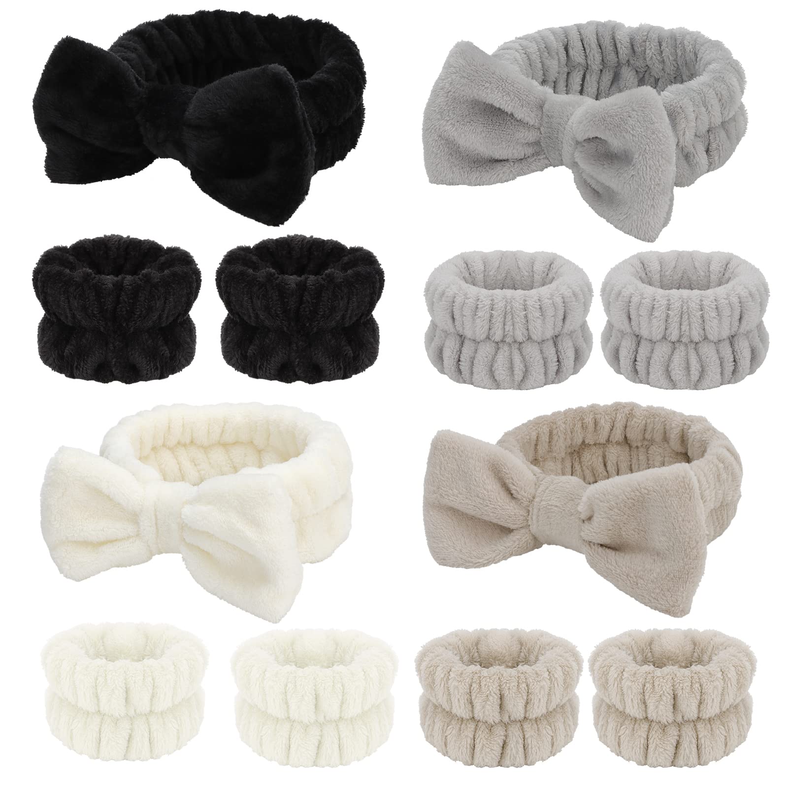 Chanaco 12PCS Spa Headband Wrist Towels for Face Washing Set Makeup Headband Skincare Headbands Cute Face Wash Headband Soft Mic