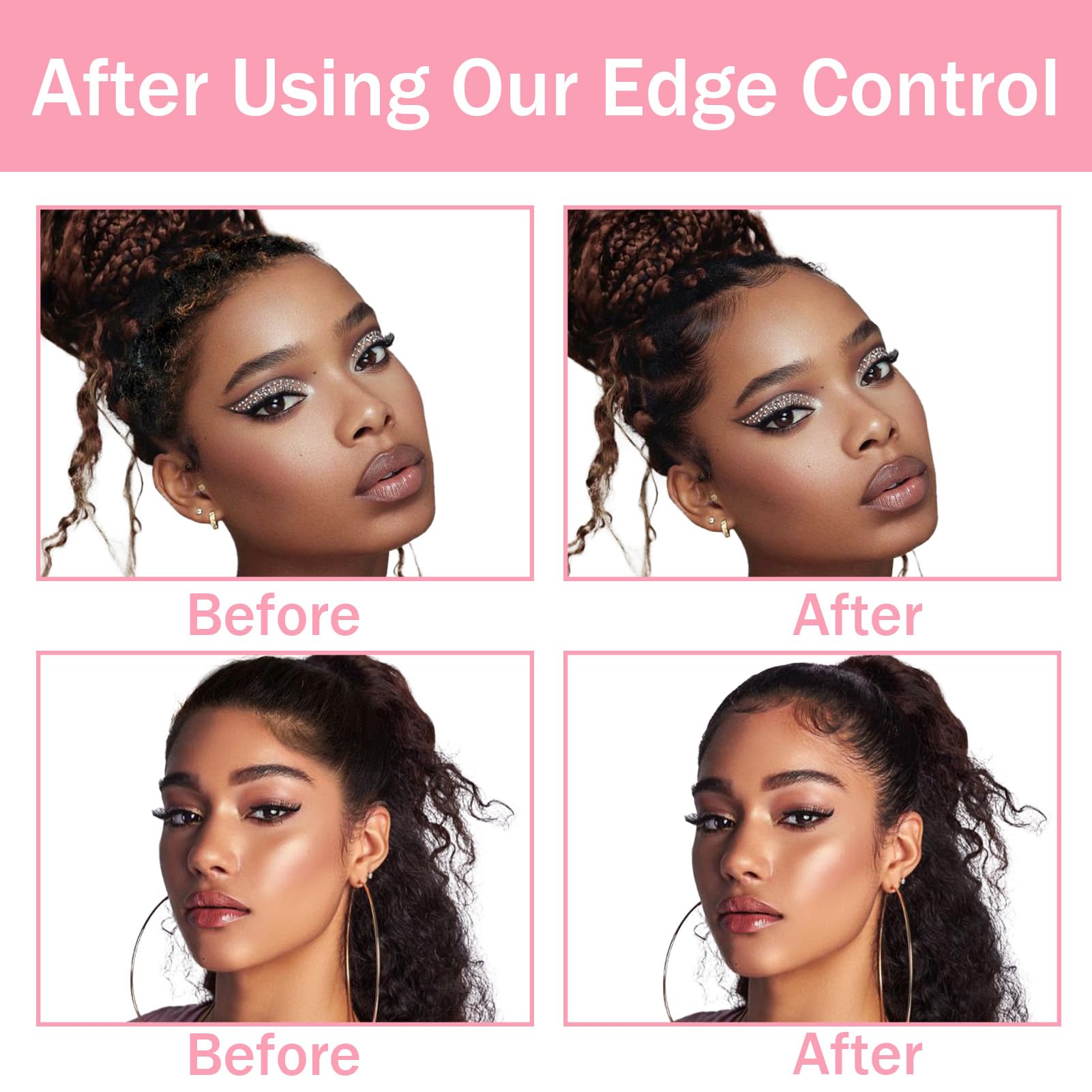 8.25 Oz Edge Control Wax For Women Strong Hold Non-Greasy Edge Smoother, Edge Control For Back Hair Extreme Hold Pack, Hair Gel