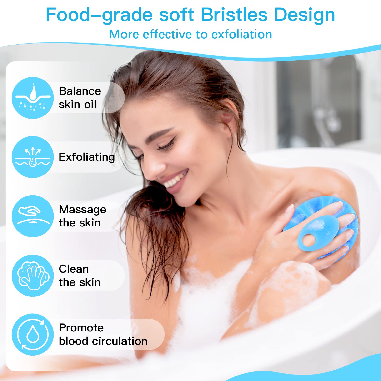 Innerneed Food-Grade Soft Silicone Body Cleansing Brush Shower Scrubber, Gentle Exfoliating And Massage For All Kinds Of Skin (B