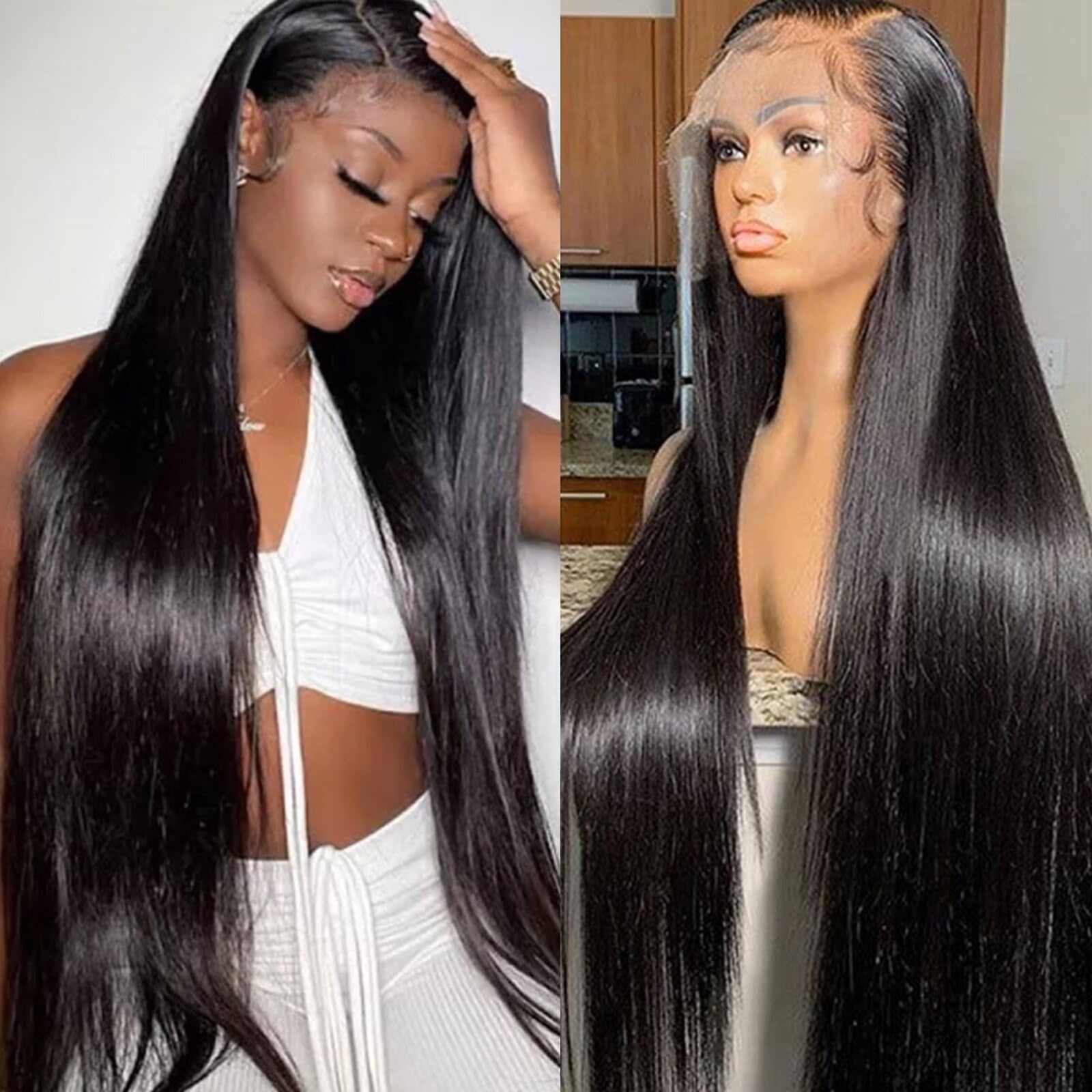 Lemoda SKINLIKE Real HD Lace Wigs 210% Density Straight 13x4 Full Lace Frontal Wigs 12A Brazilian Straight Virgin Human Hair Lac